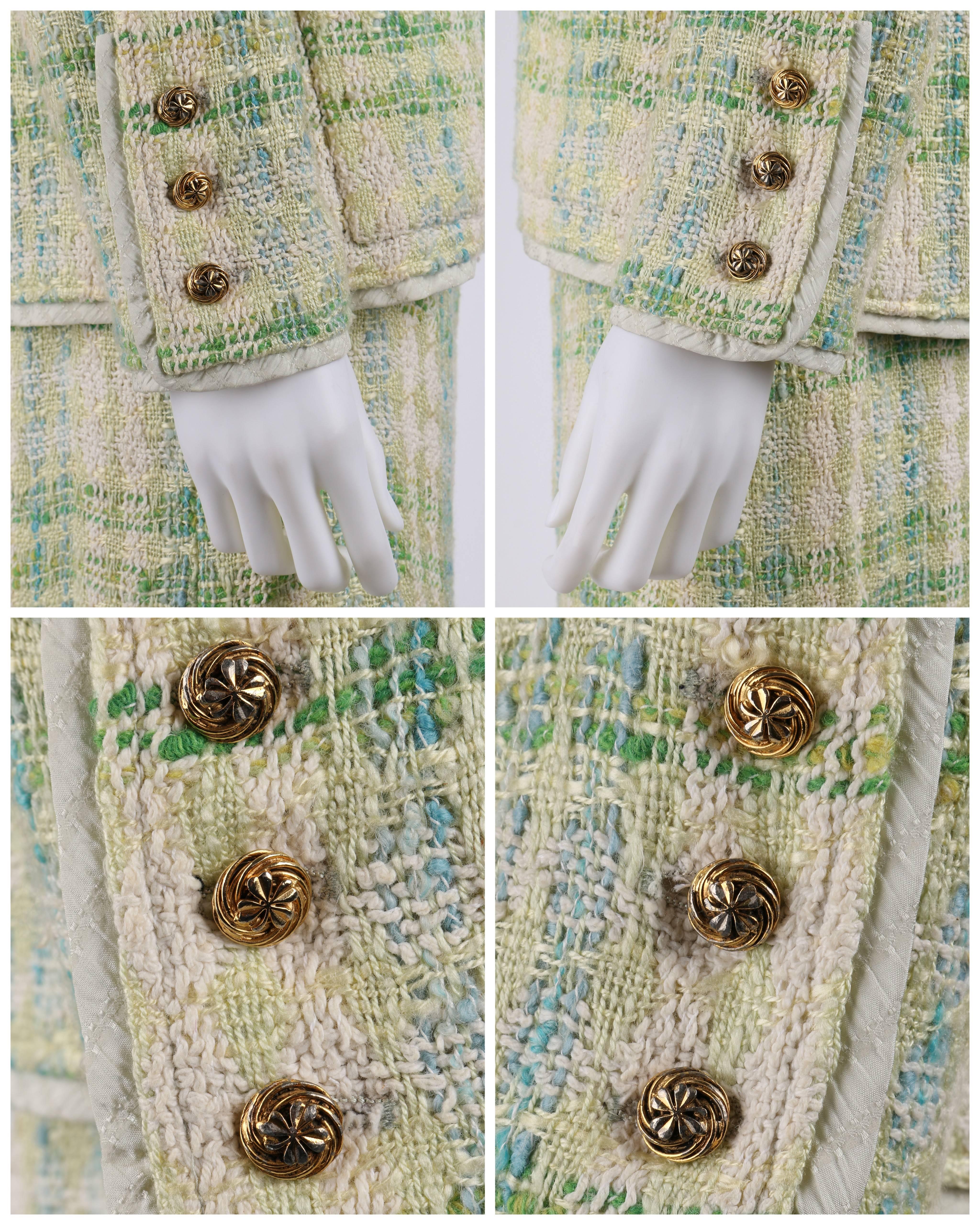 CHANEL Boutique S/S 1984 2 Pc Classic Tweed Blazer Jacket Skirt Suit Set 40 / 46 In Good Condition In Thiensville, WI