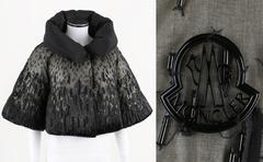 MONCLER 2008 Gamme Rouge Gaimbattista Valli Black Beaded Silk Down Jacket 2 NWT