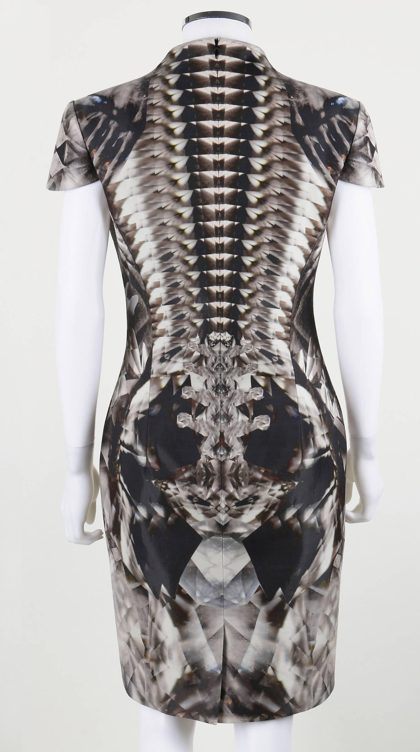 Rare and iconic skeletal kaleidoscope print dress from Alexander McQueen's Spring-Summer 2009 