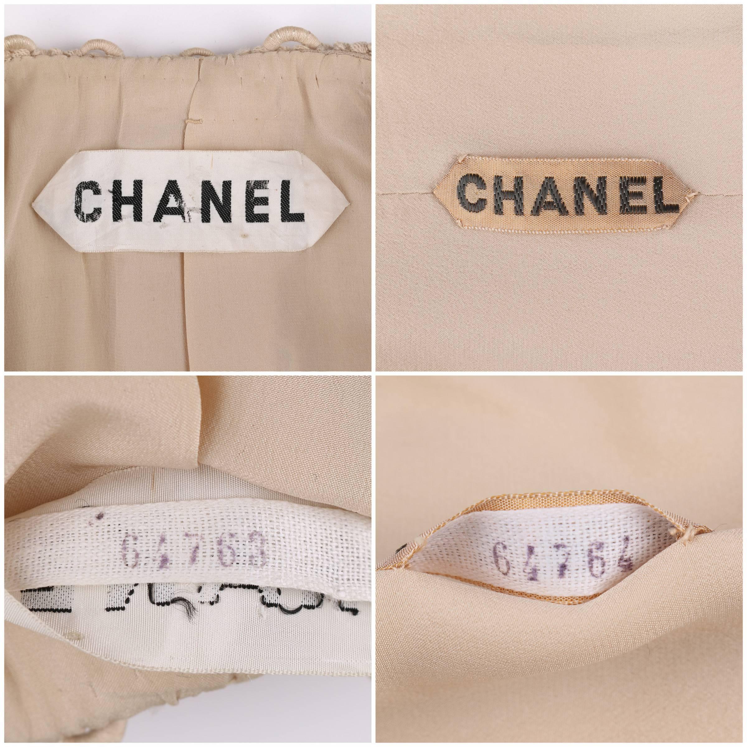 CHANEL c.1980's Haute Couture Numbered Beige Wool Jacket Skirt Suit Custom Fit 2