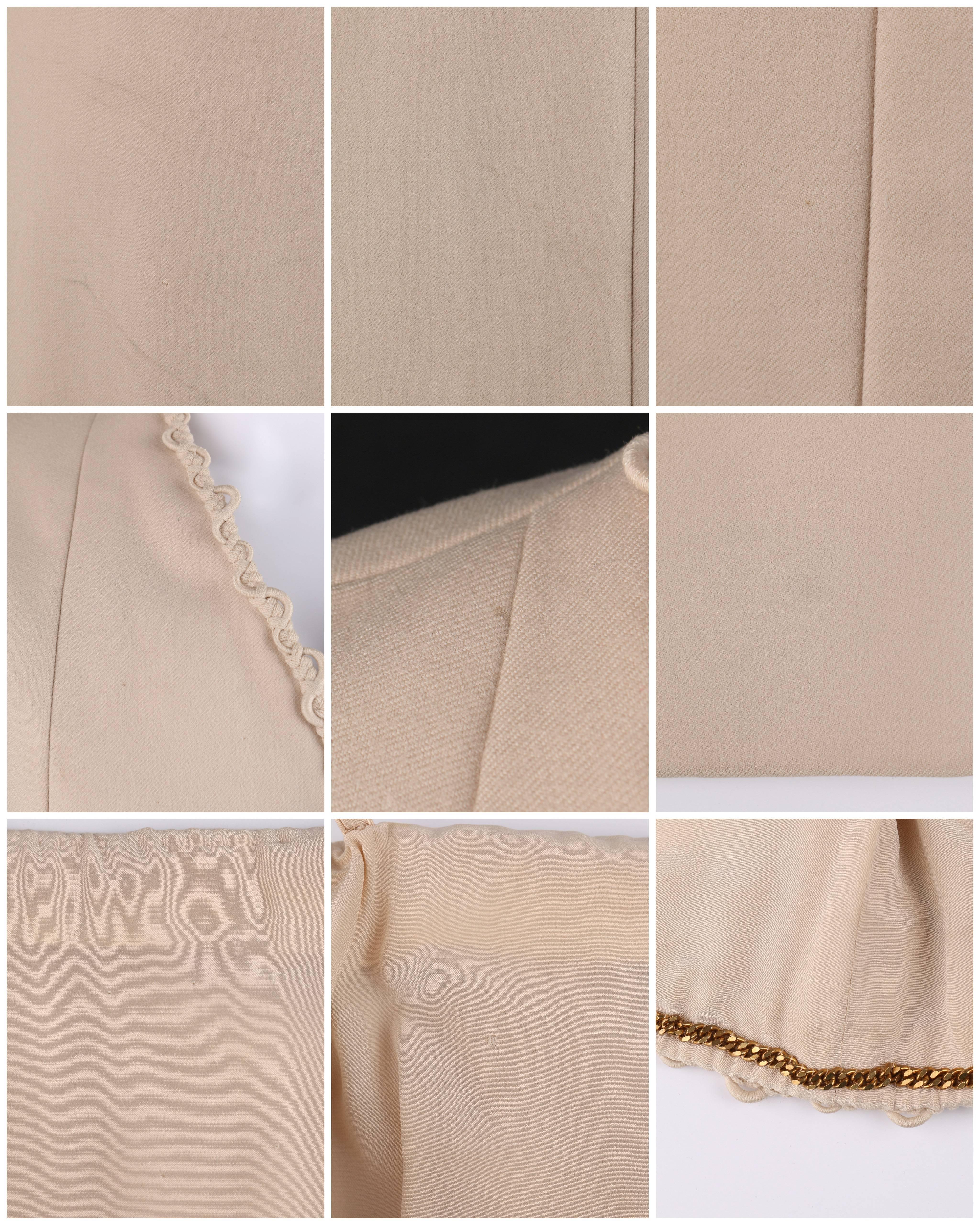 CHANEL c.1980's Haute Couture Numbered Beige Wool Jacket Skirt Suit Custom Fit 6