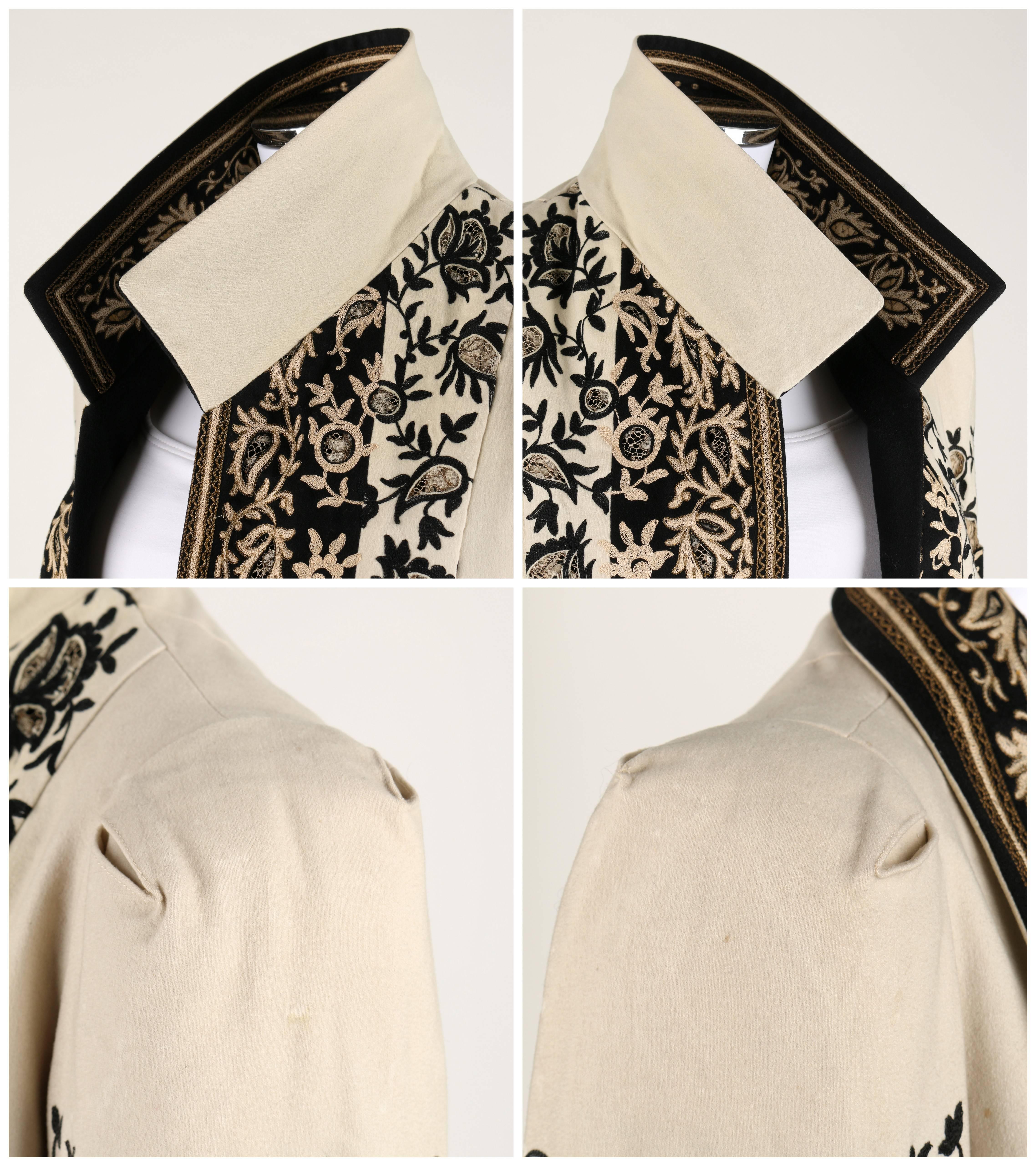 Women's COUTURE c.1910's Edwardian Museum Piece Embroidered Cutwork Lace Jacket Coat
