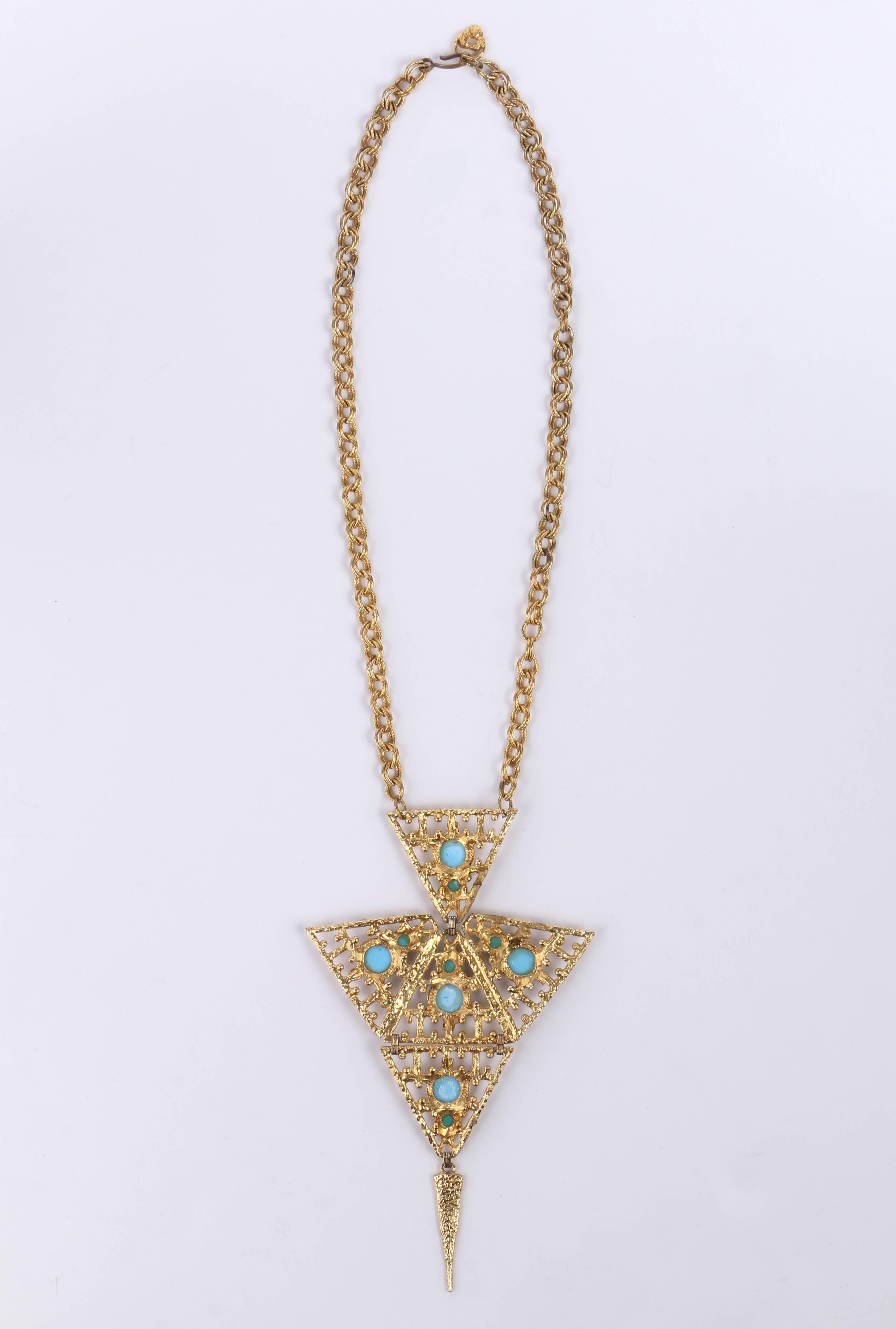 Women's JULIANA D&E Circa 1970's Gold Turquoise Moroccan Matrix Stone Statement Necklace
