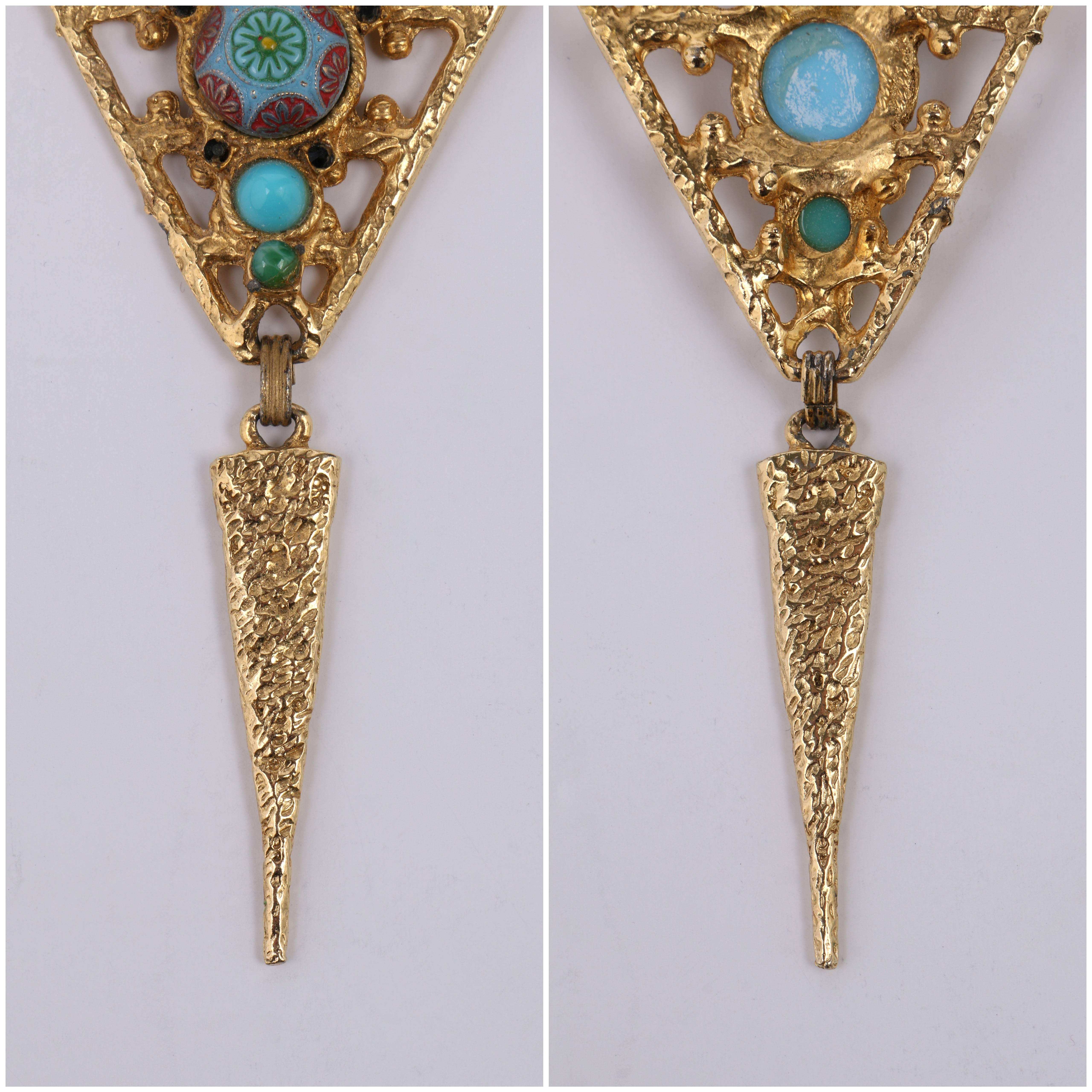 JULIANA D&E Circa 1970's Gold Turquoise Moroccan Matrix Stone Statement Necklace 6