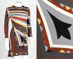 Early 1960's EMILIO PUCCI Signature Print Silk Jersey Dress Coppola E Toppo Belt