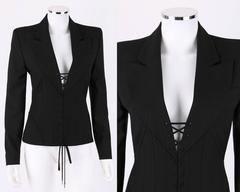 ALEXANDER McQUEEN S/S 2002 "Dance of the Twisted Bull"" Schwarzer Korsett-Blazer 44