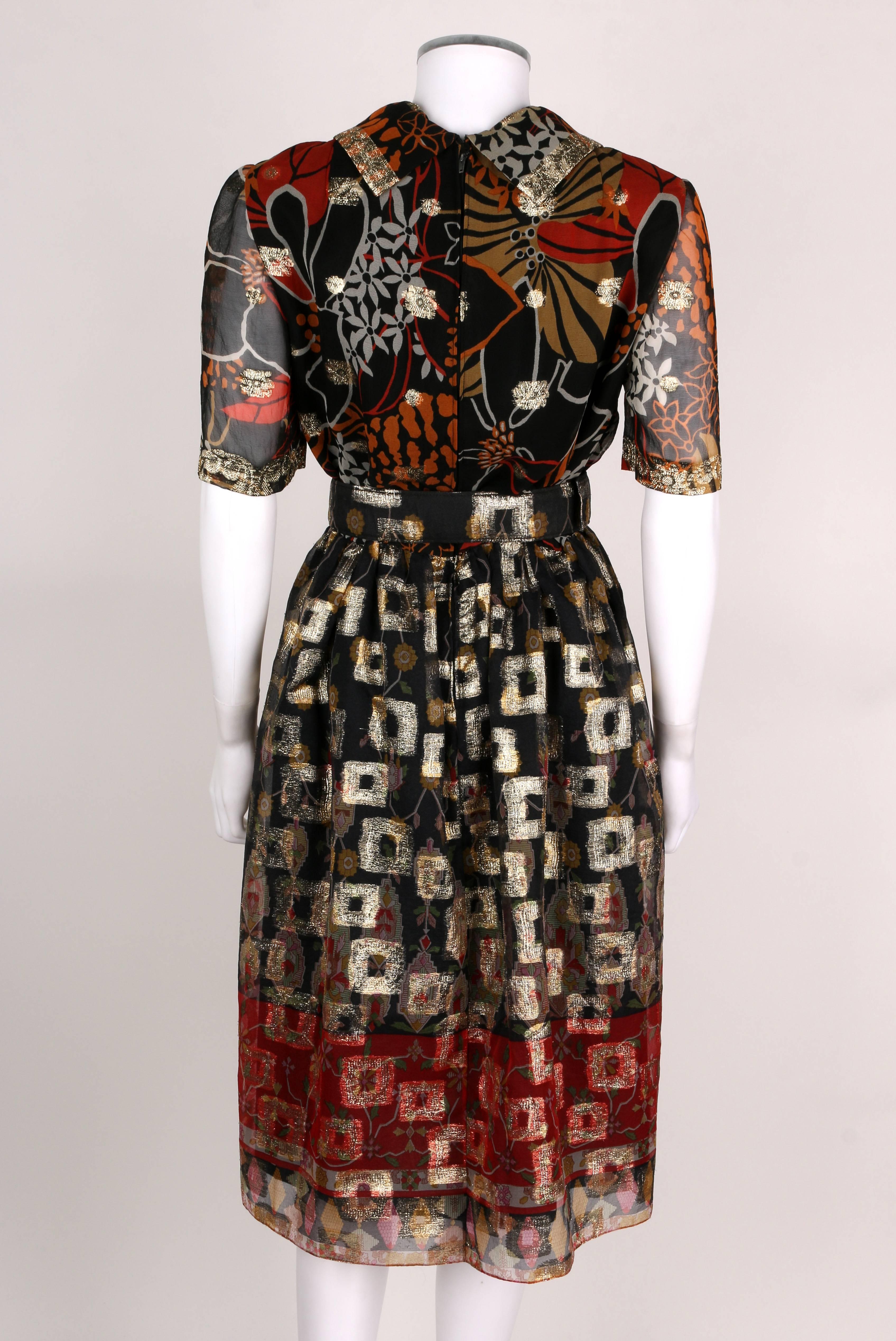 1960's OSCAR de la RENTA Boutique Multi-Color Metallic Silk Dress Belt Vintage In Excellent Condition In Thiensville, WI