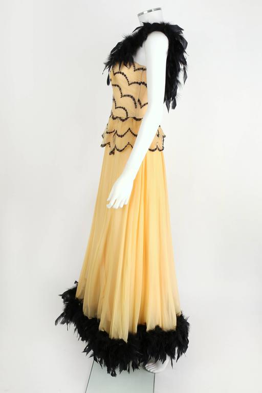 OOAK Vtg 1930's - 1940's Black Feather Trim Evening Ballroom Dance Dress  Gown XS at 1stDibs | 1930s dance dress, 1940s dance dress, black ballroom  dress