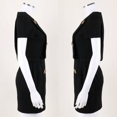 CHANEL PARIS-BYZANCE 11A Black Wool Short Sleeve Gripoix Button Dress Sz 36