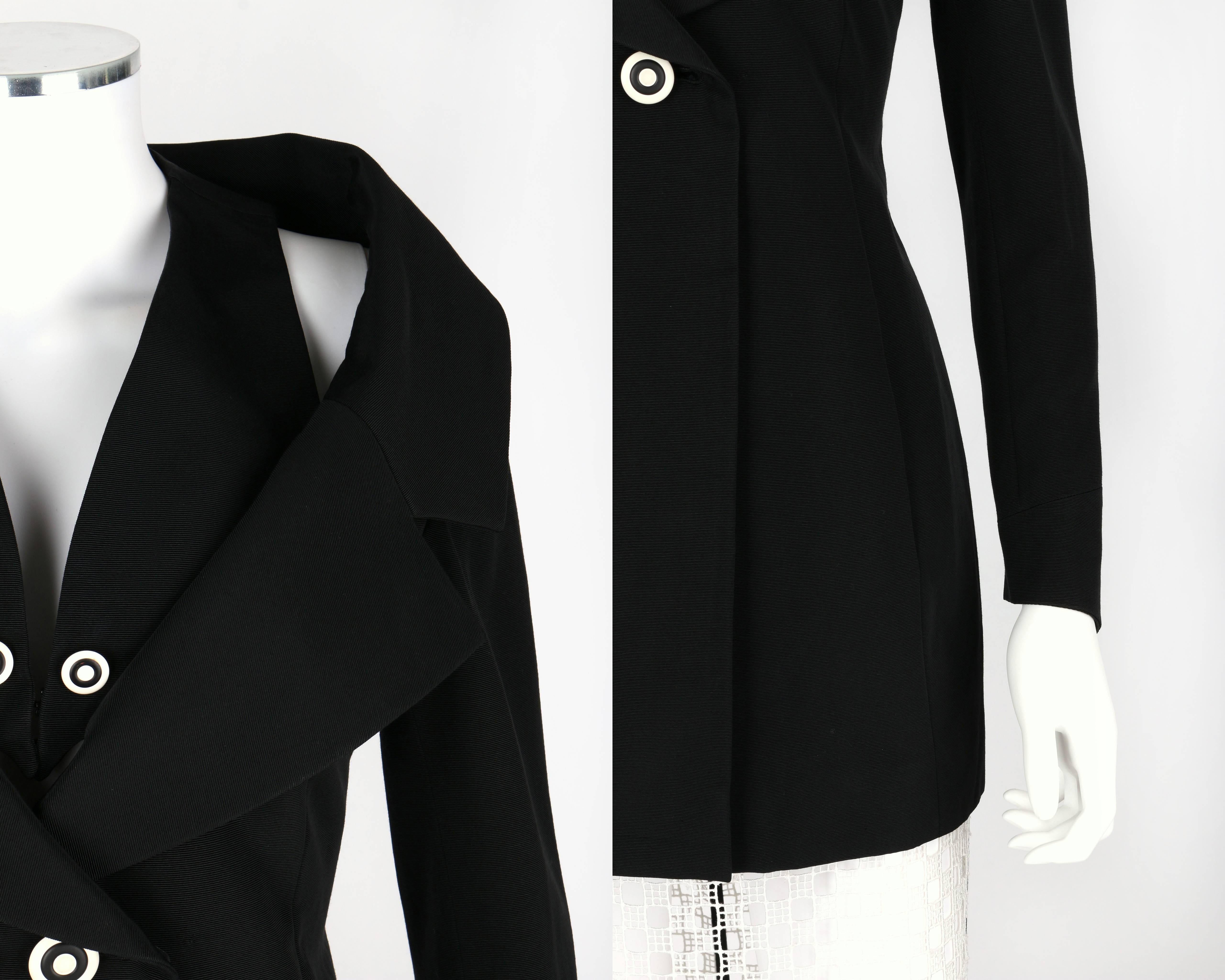1980's KARL LAGERFELD 2pc Black Avant Garde Jacket Net Skirt Dress Set 38 / 40 For Sale 1