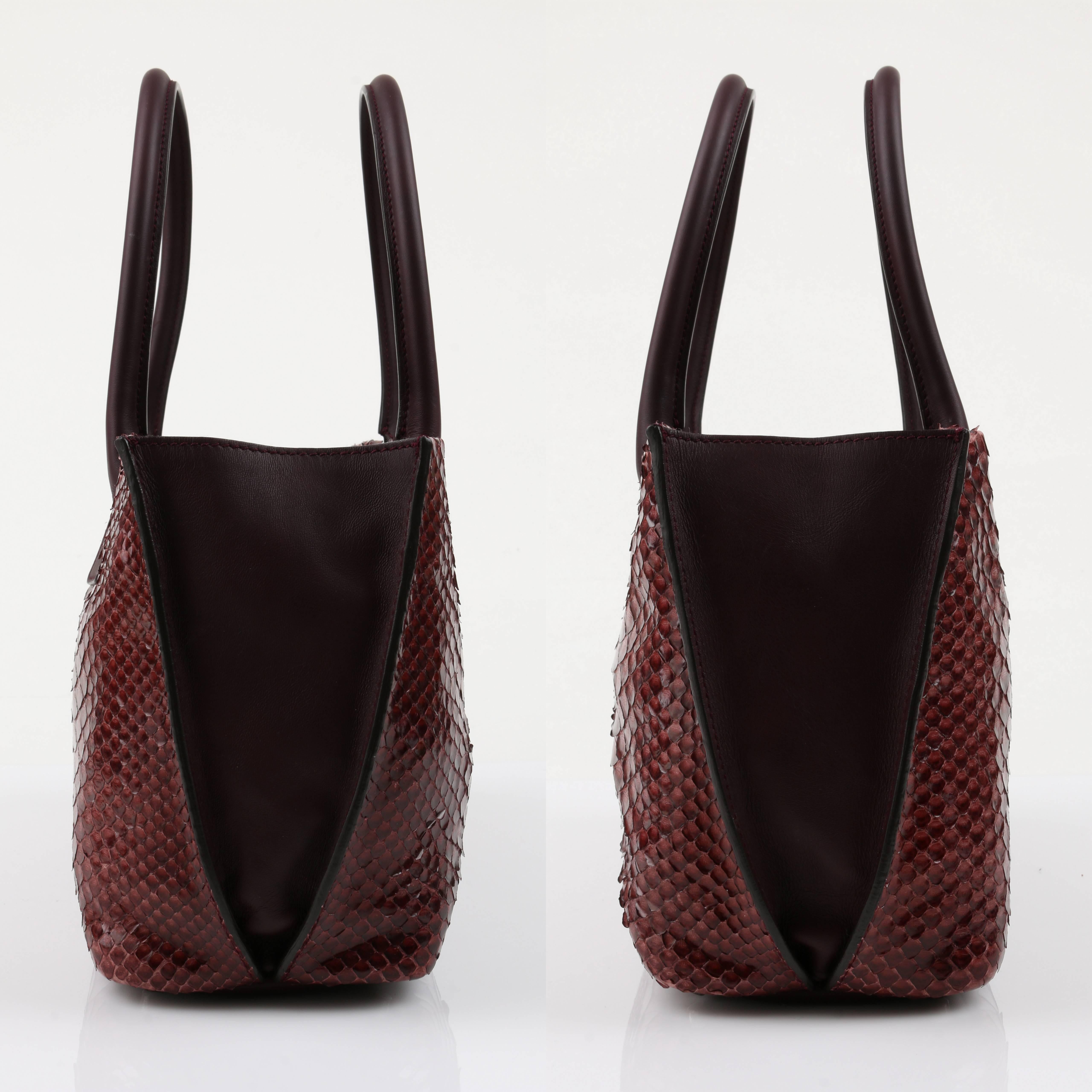 BRUNELLO CUCINELLI Burgundy Red Genuine Python Snakeskin Satchel Handbag Purse 3