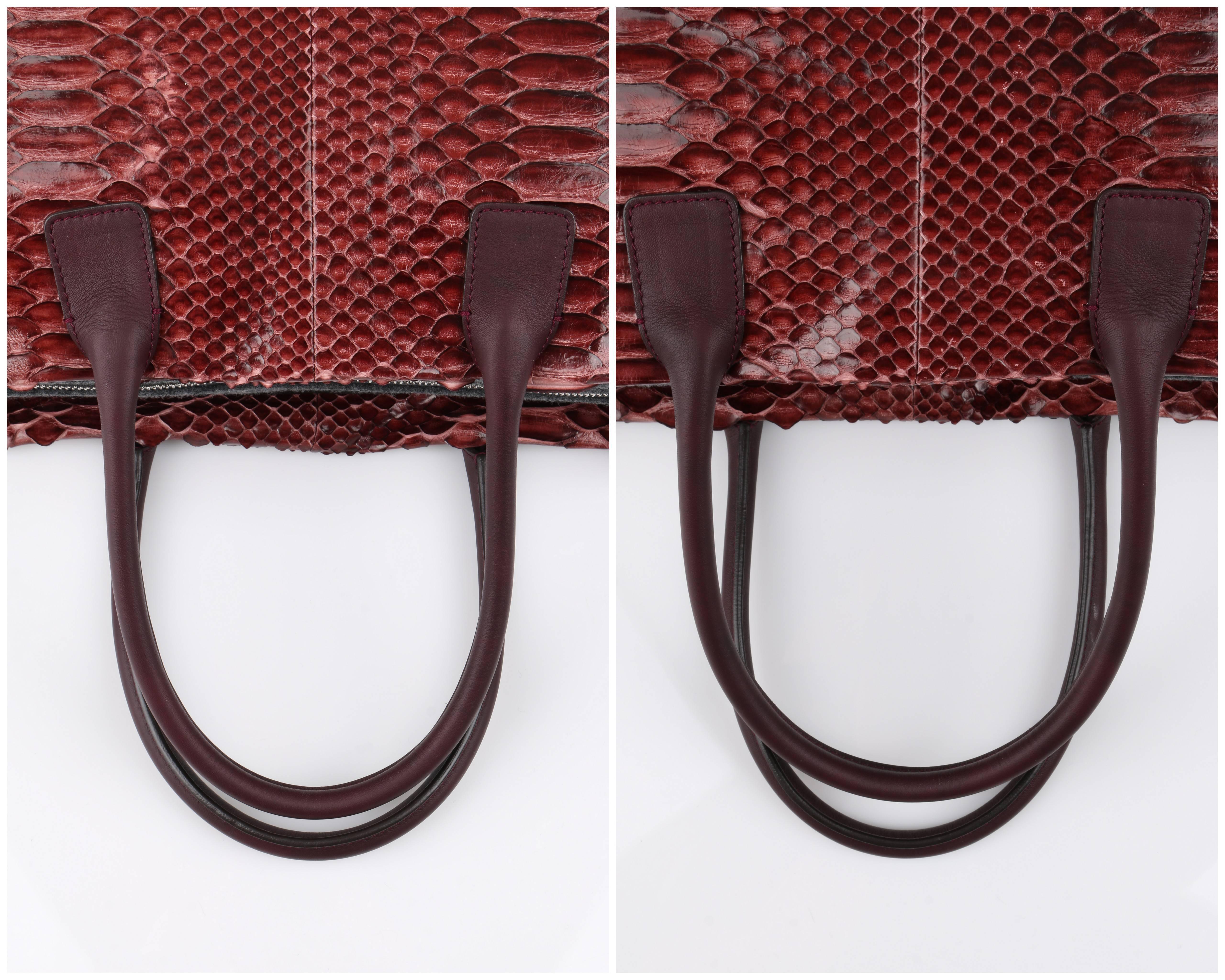 BRUNELLO CUCINELLI Burgundy Red Genuine Python Snakeskin Satchel Handbag Purse 4