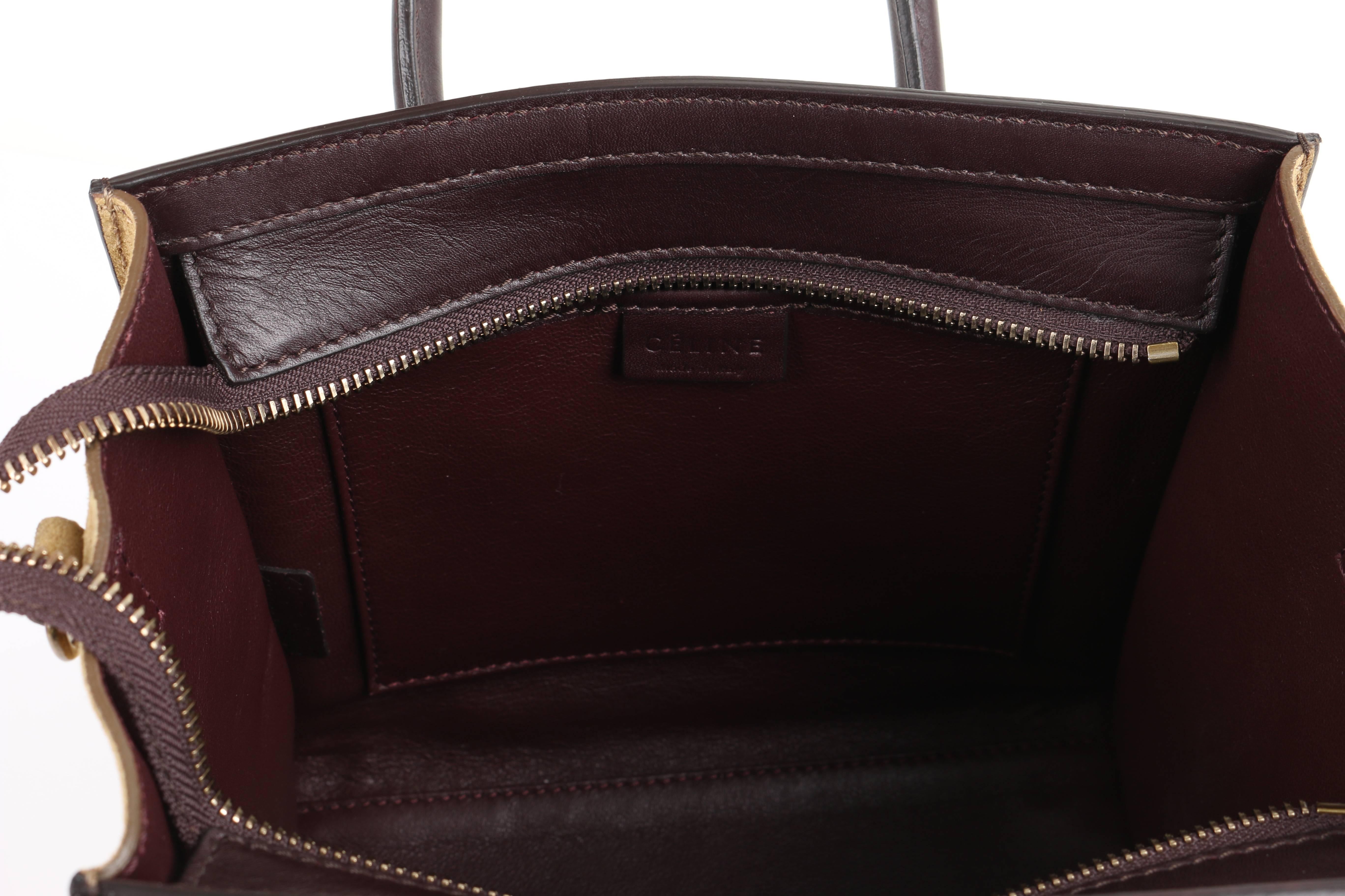 CELINE Dark Brown Olive Genuine Python Suede Nano Luggage Tote Handbag Purse 1