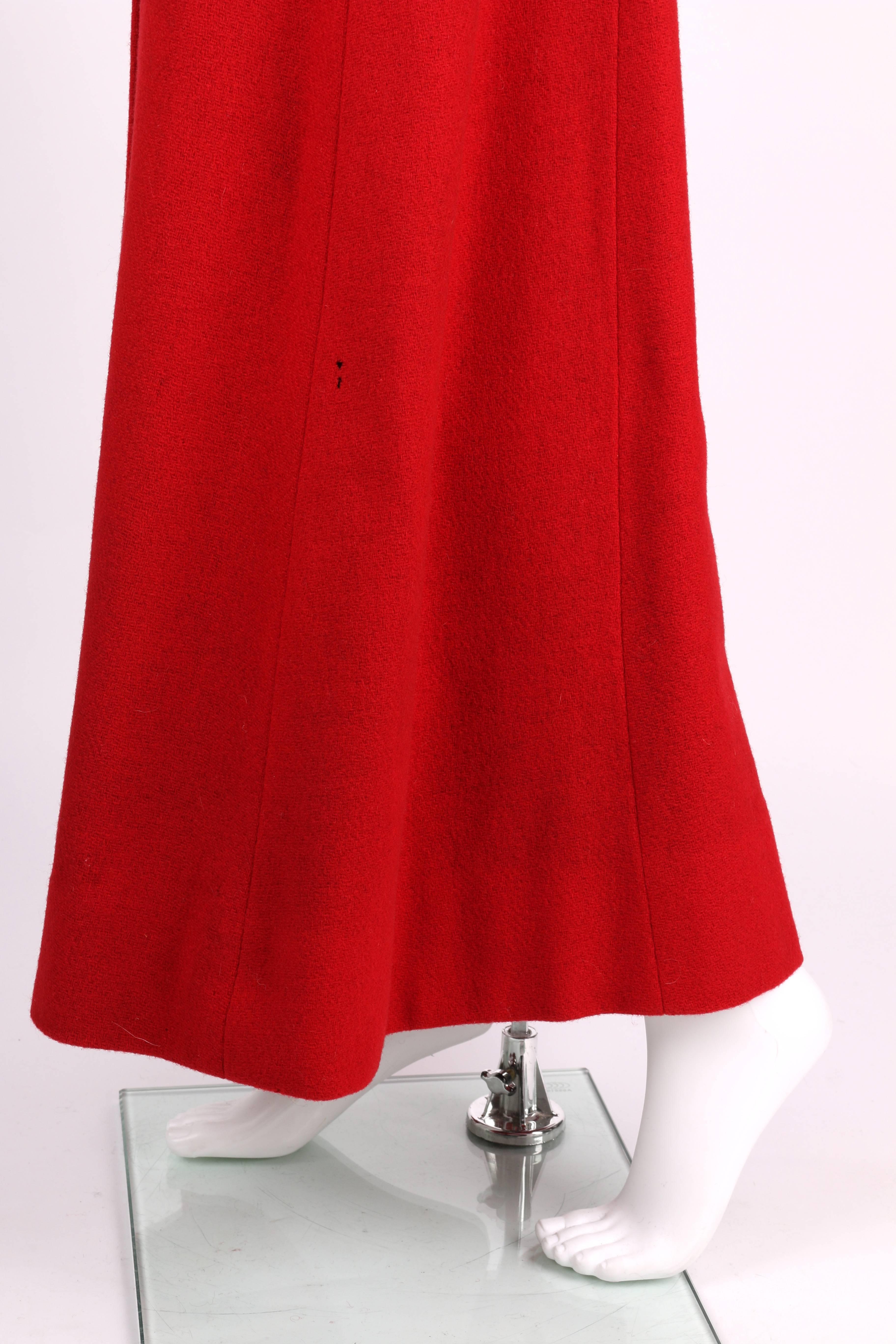 Women's c1939 Schiaparelli Attributes Chas A Stevens Red Wool Princess Evening Coat XS S