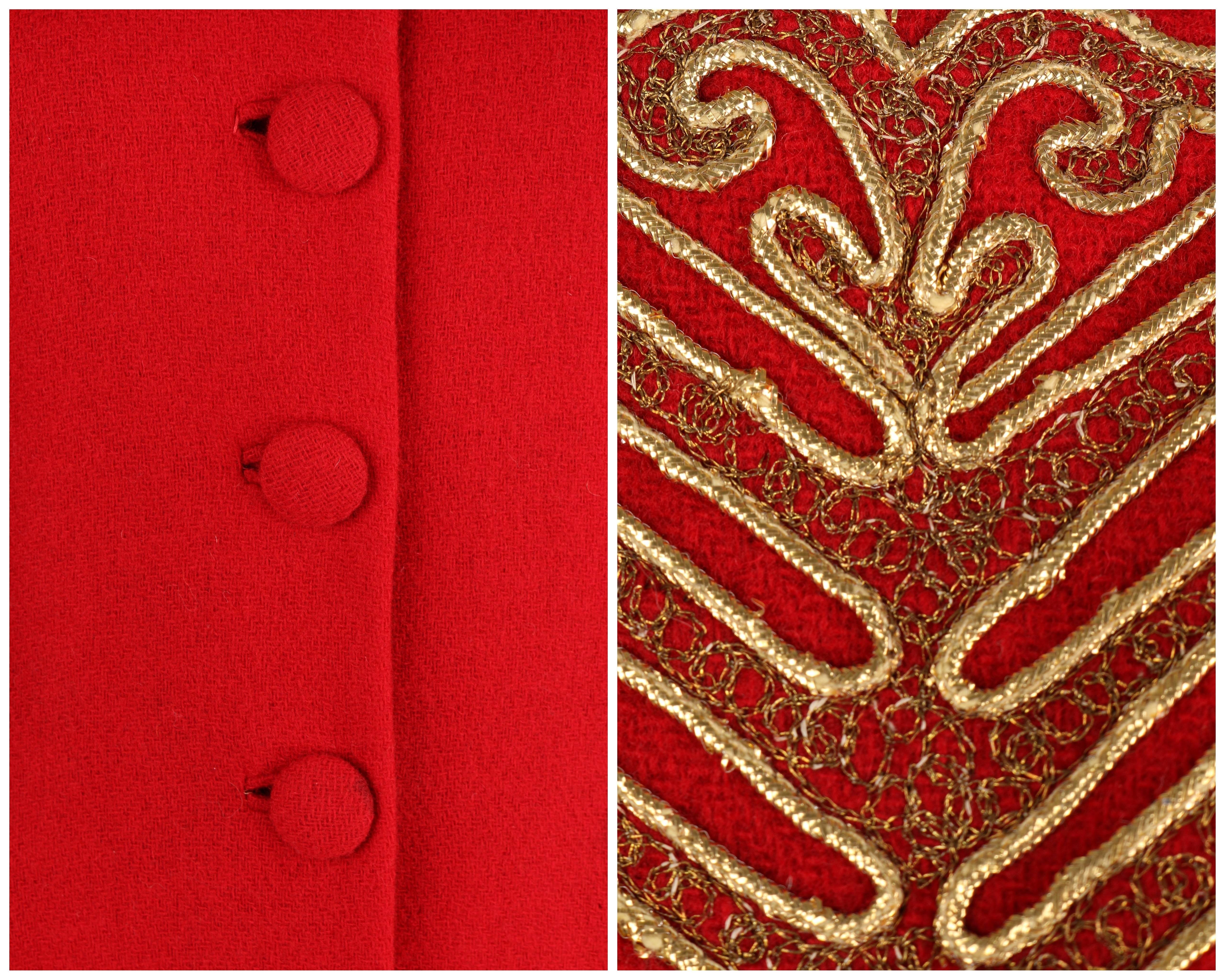 c1939 Schiaparelli Attributes Chas A Stevens Red Wool Princess Evening Coat XS S 1