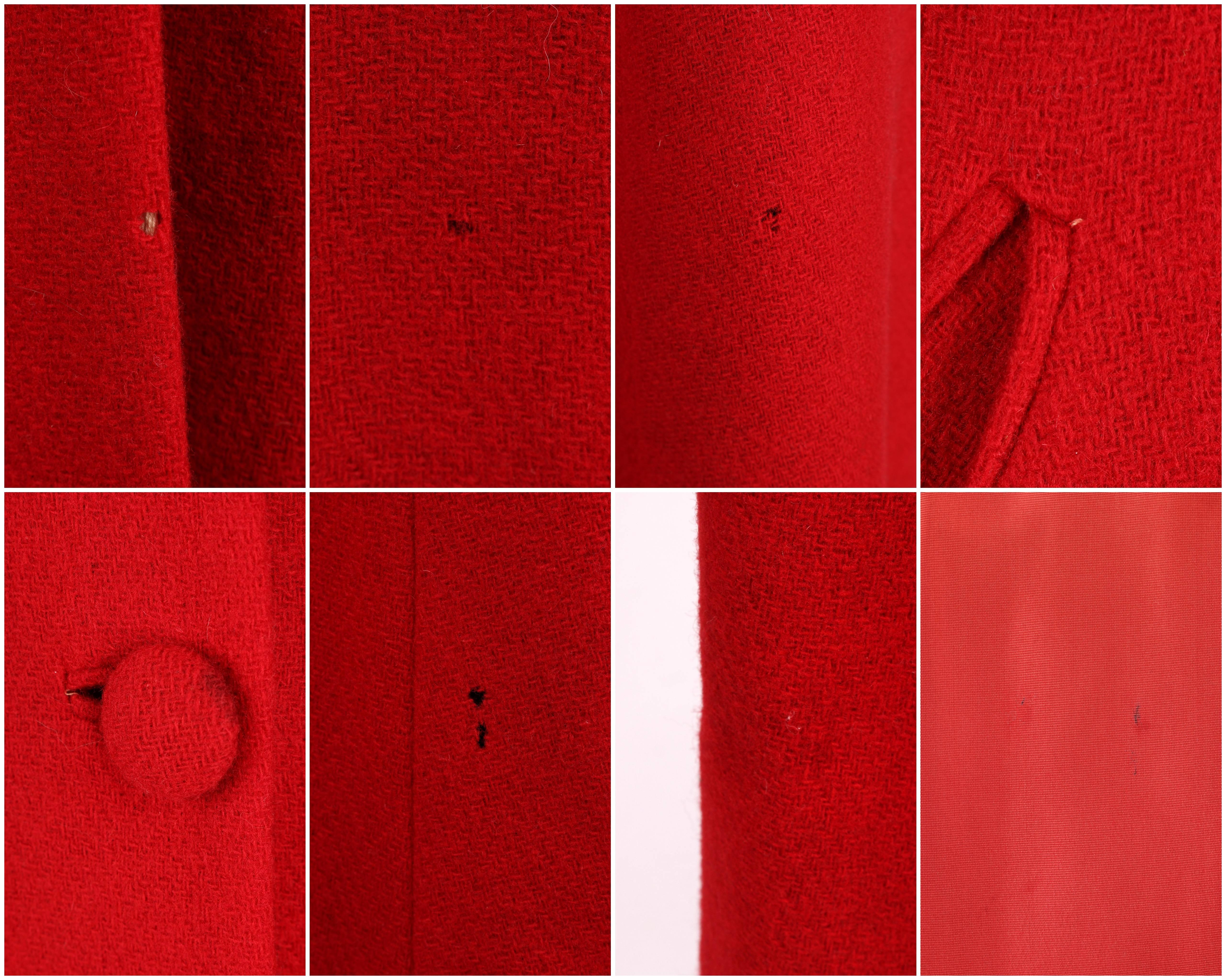 c1939 Schiaparelli Attributes Chas A Stevens Red Wool Princess Evening Coat XS S 3