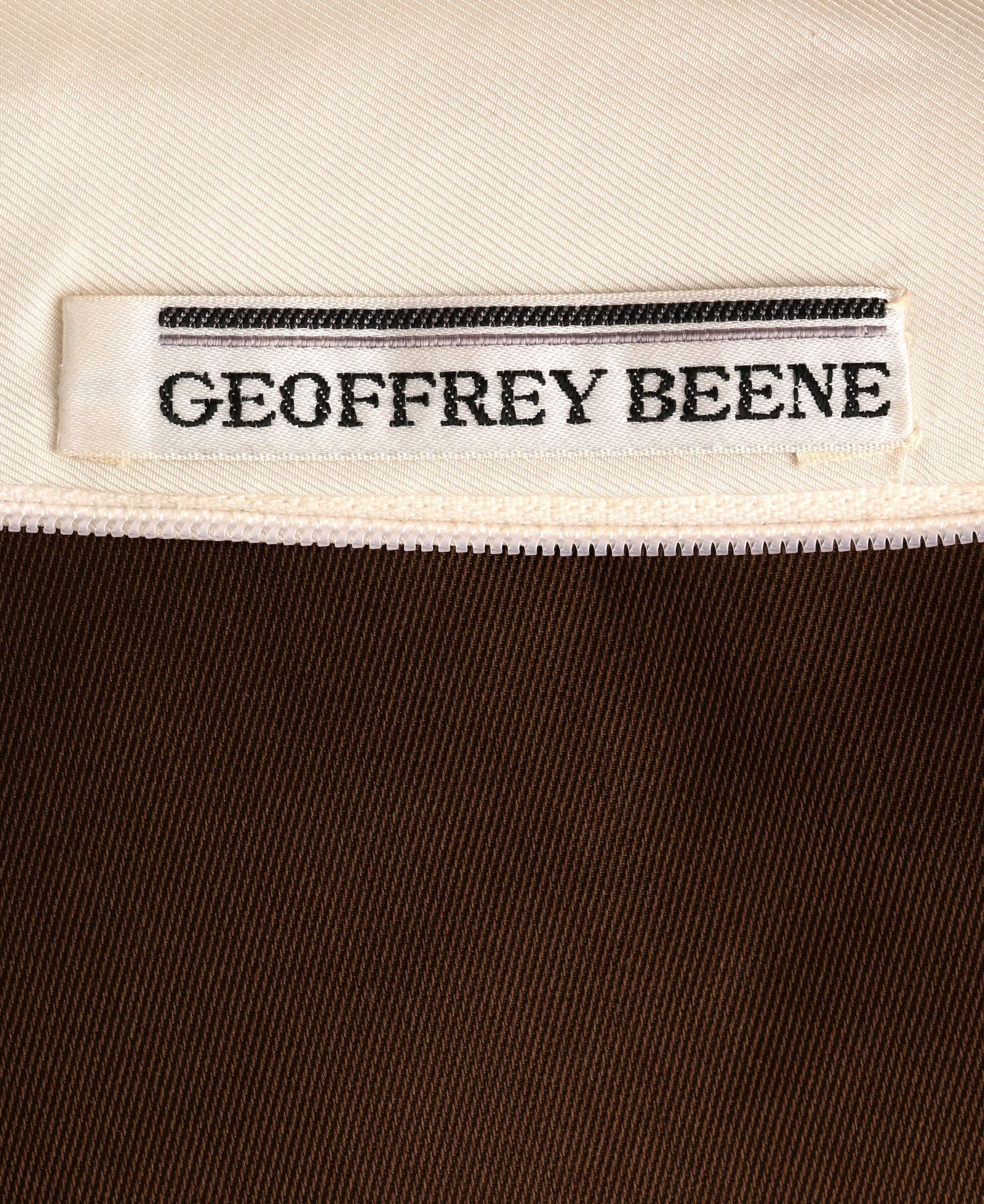 GEOFFREY BEENE A/W 1968 Brown Winter White Silk Faille Evening Gown Dress 3