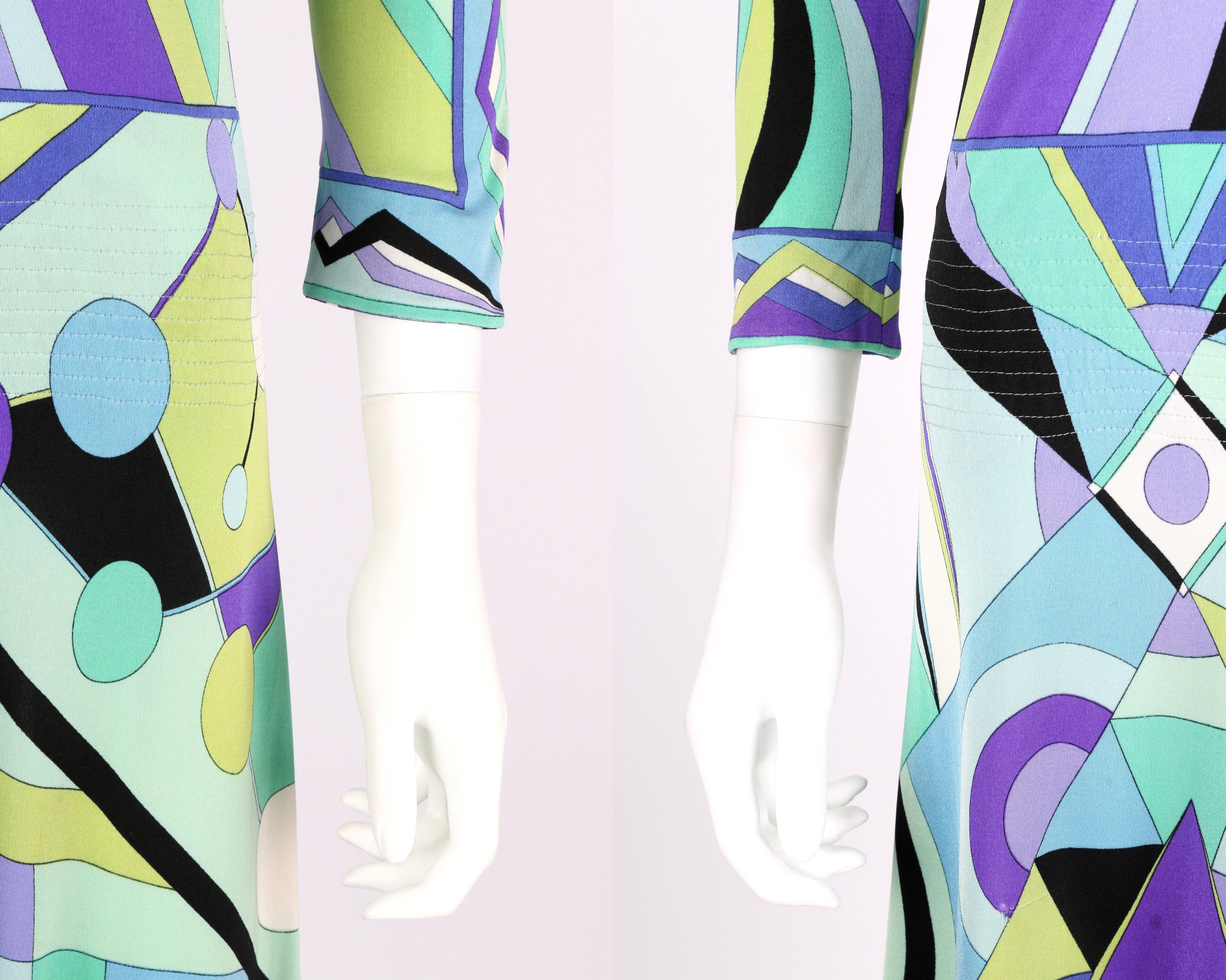EMILIO PUCCI 1960s Multi-Color Signature Print Silk Jersey Mod Dress Size 8 3