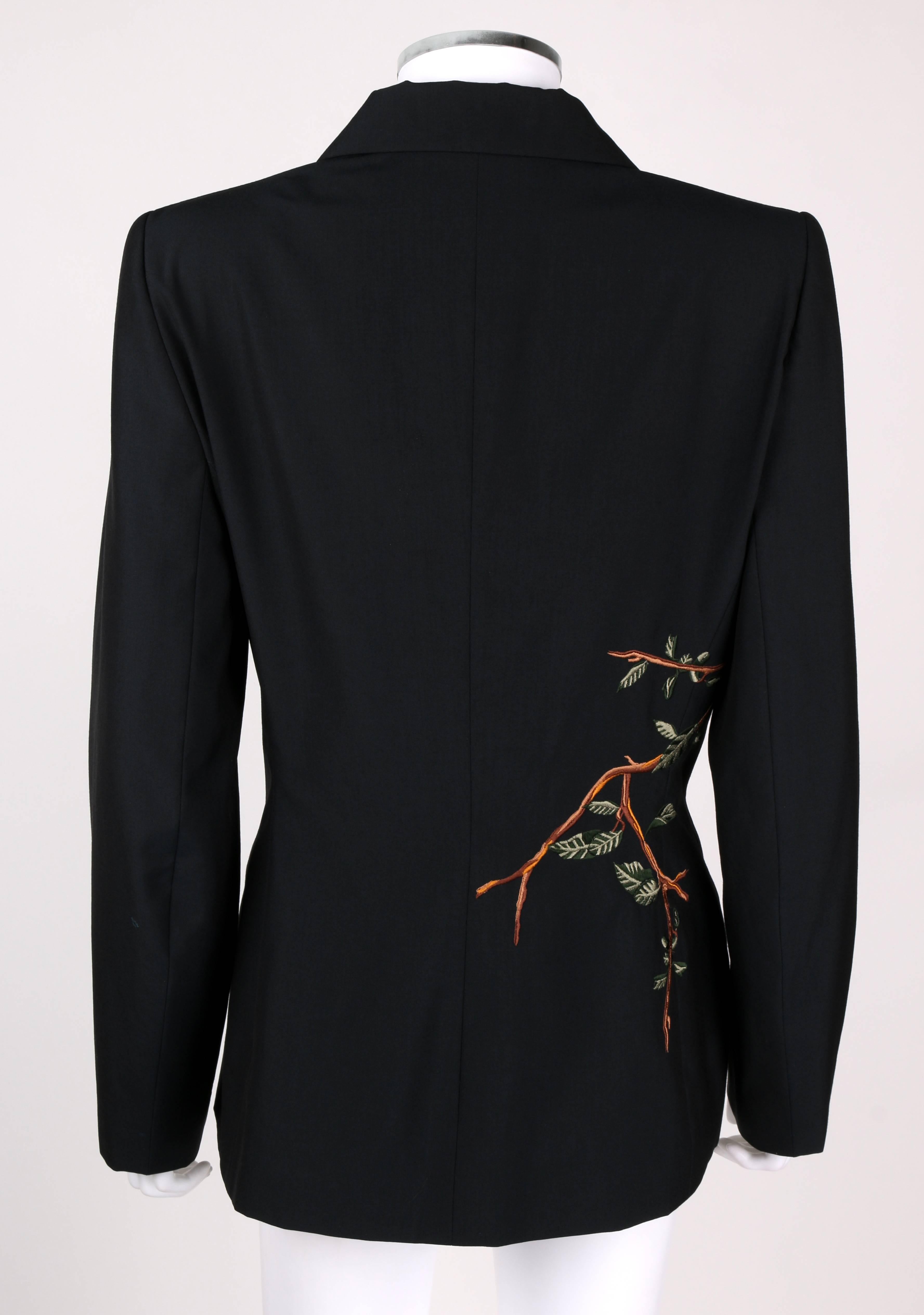 ALEXANDER McQUEEN S/S 1998 GIVENCHY Embroidered Birds Blazer Jacket Size 44 In Excellent Condition In Thiensville, WI