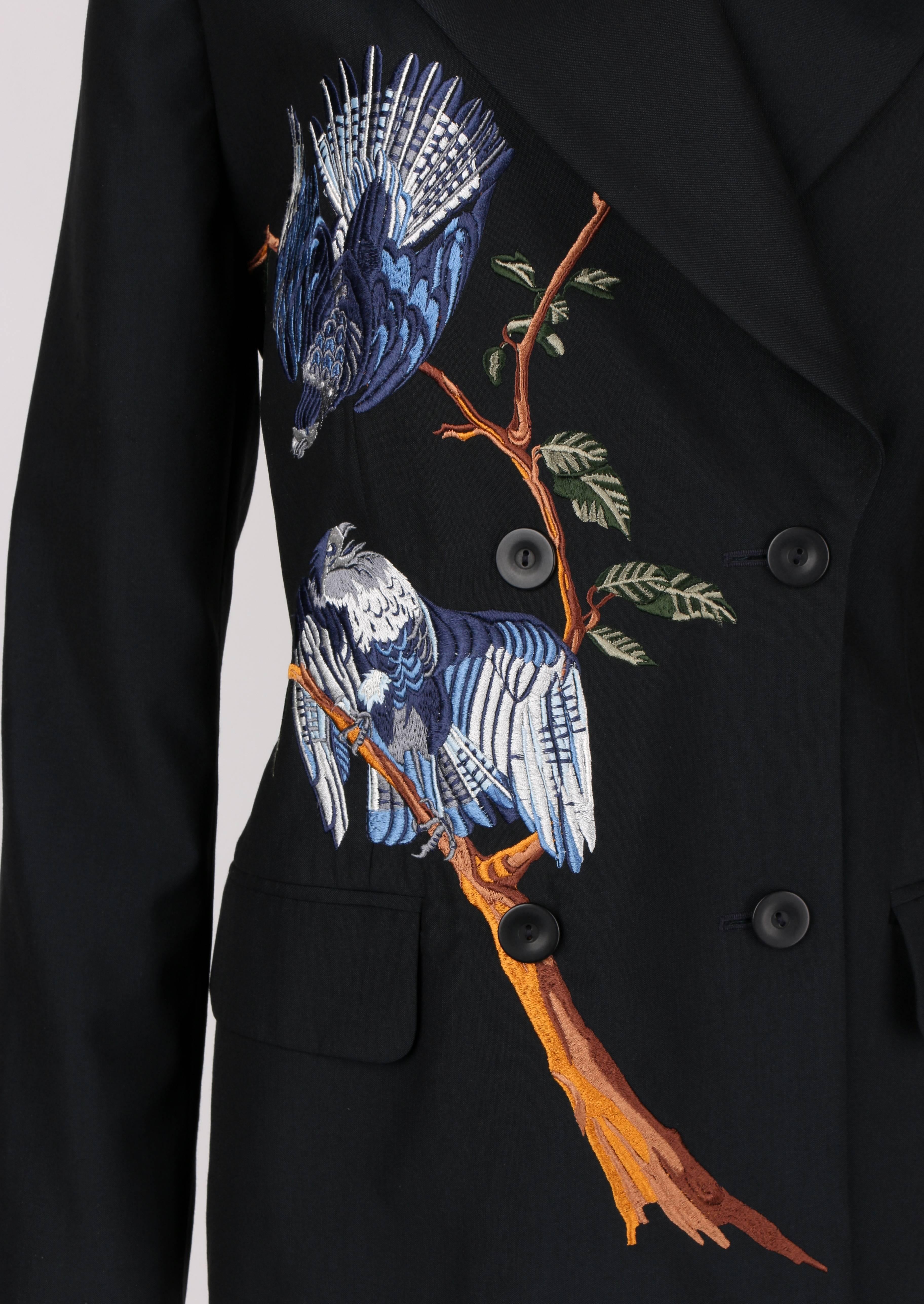 ALEXANDER McQUEEN S/S 1998 GIVENCHY Embroidered Birds Blazer Jacket Size 44 3