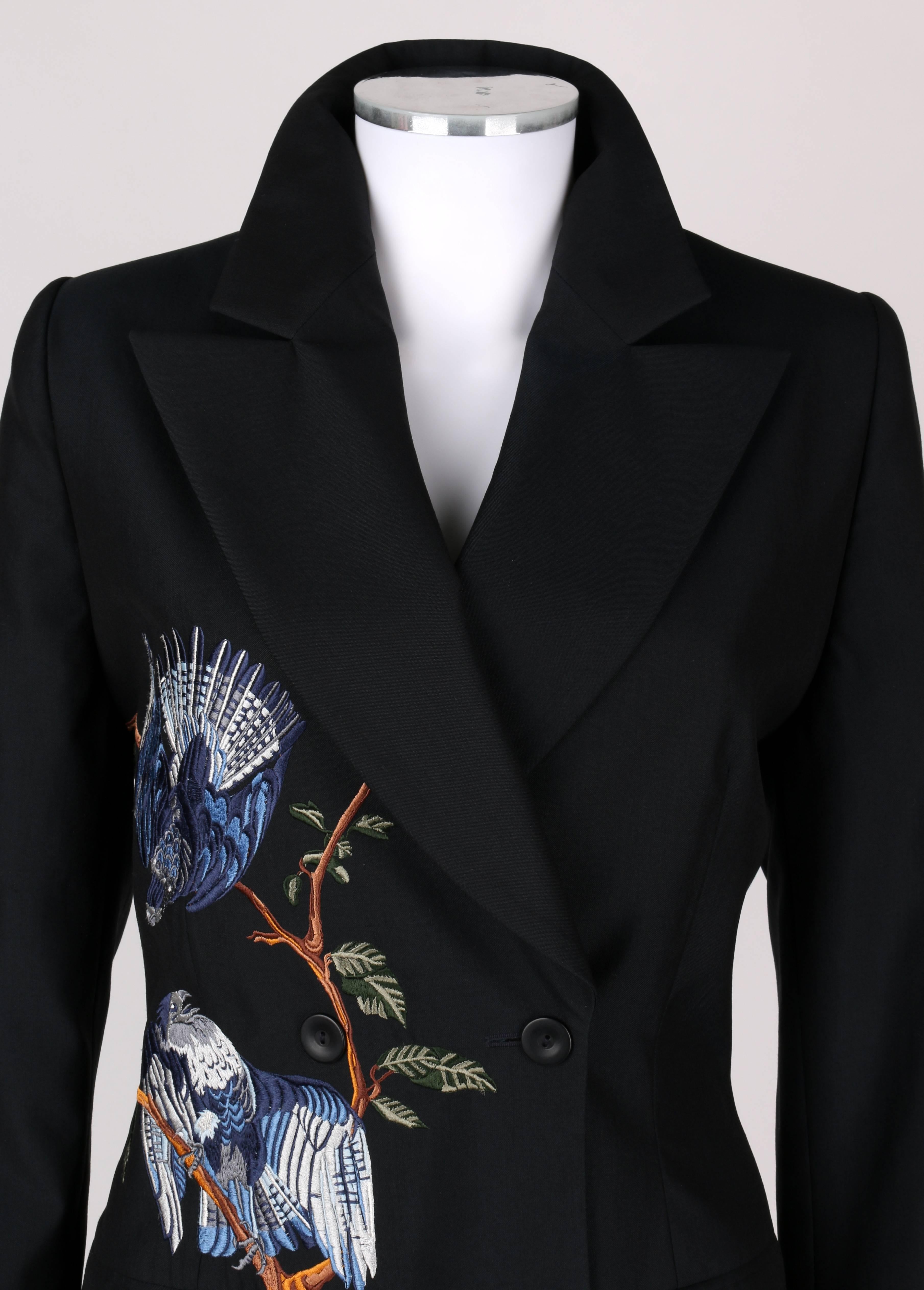 ALEXANDER McQUEEN S/S 1998 GIVENCHY Embroidered Birds Blazer Jacket Size 44 2