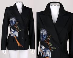 ALEXANDER McQUEEN S/S 1998 GIVENCHY Gestickte Vögel Blazer Jacke Größe 44