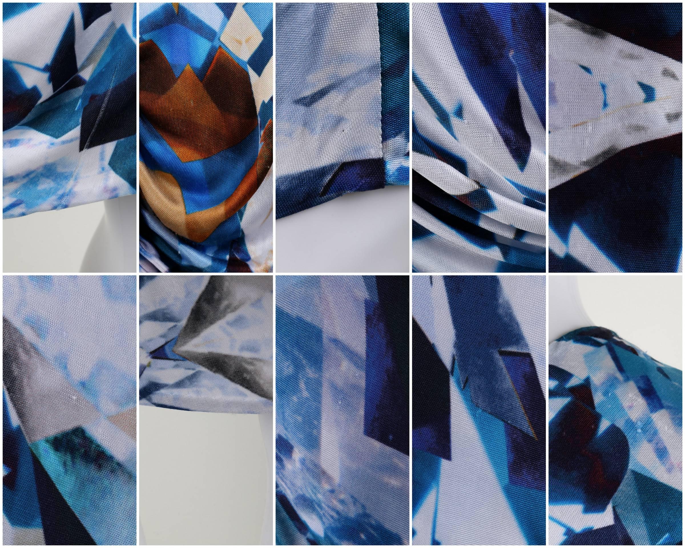 ALEXANDER McQUEEN S/S 2009 Iconic Blue Crystal Kaleidoscope Print Dress 38 2