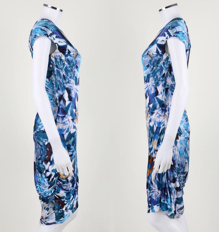 ALEXANDER McQUEEN S/S 2009 Iconic Blue Crystal Kaleidoscope Print Dress ...