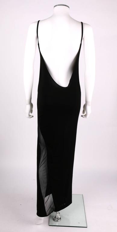 GUCCI - TOM FORD c.1990's Black Sheer Panel Low Cut Back Evening Dress Size  40 at 1stDibs