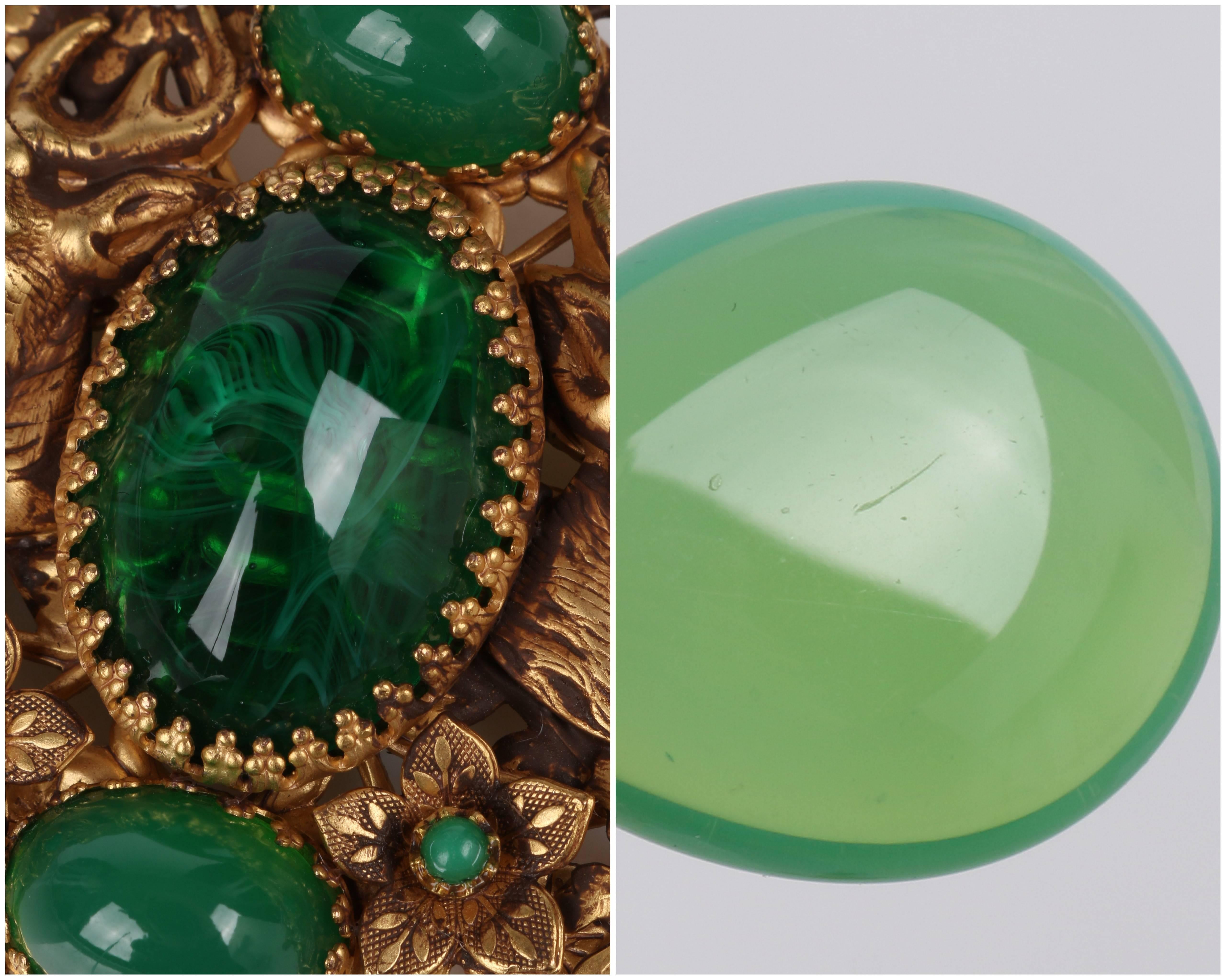 ASKEW London Gold Jade Hirsch Halskette Brosche Pin Ohrringe Anweisung Parure Set 5