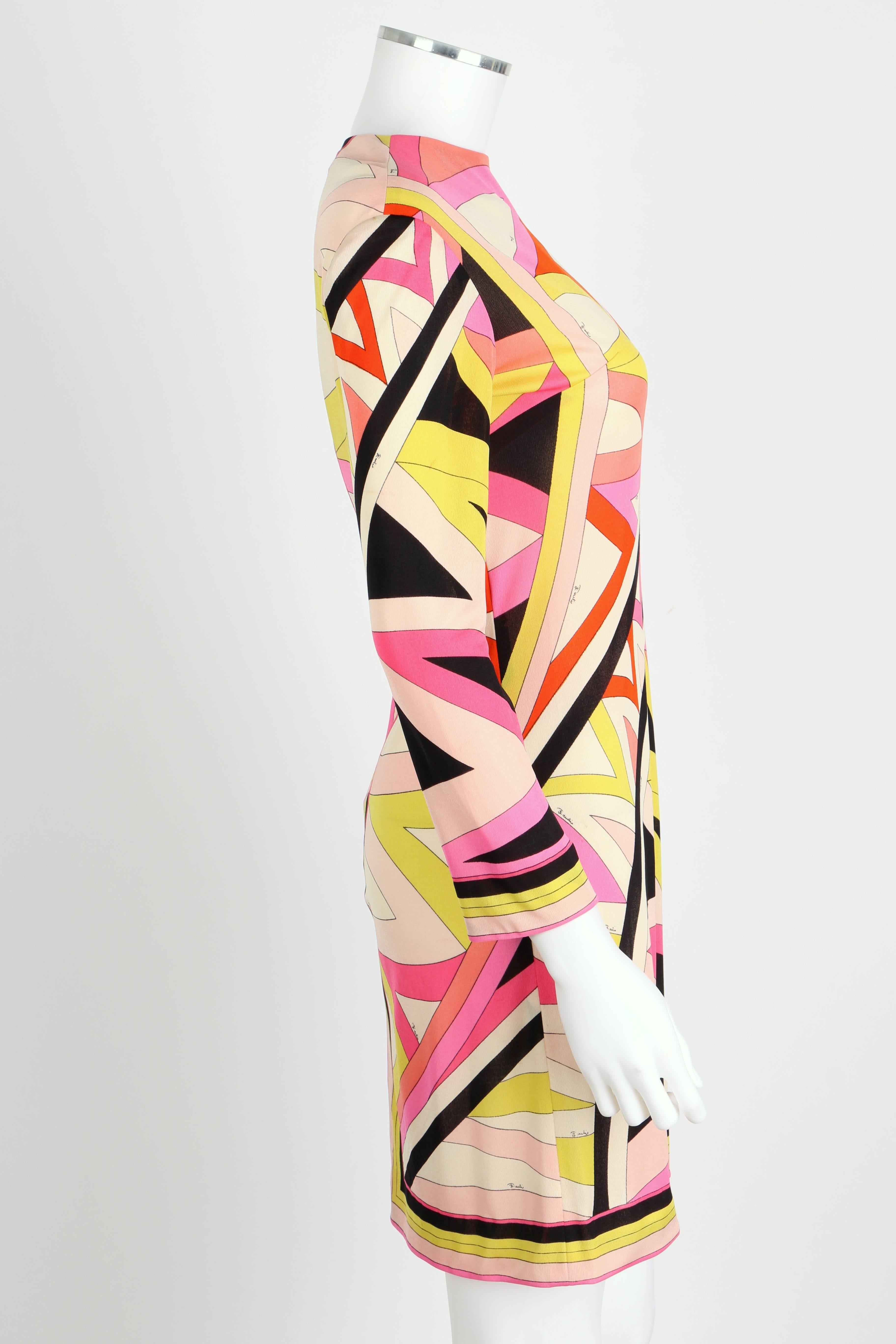 emilio pucci dress in floral and abstract geometric printed silk jersey