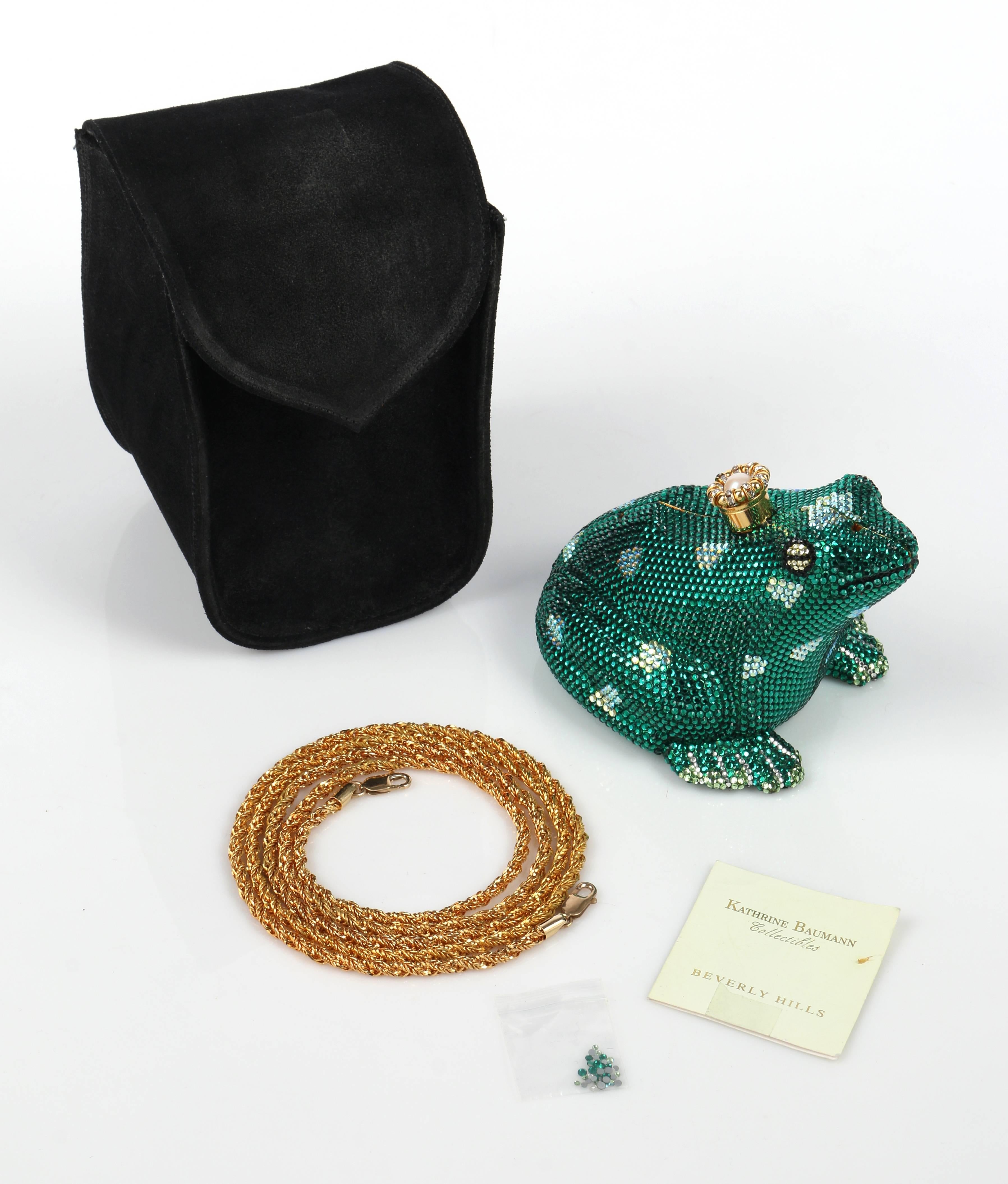 KATHRINE BAUMANN 2001 Frog Prince Ltd Ed Numbered Minaudiere Crystal Evening Bag In New Condition In Thiensville, WI
