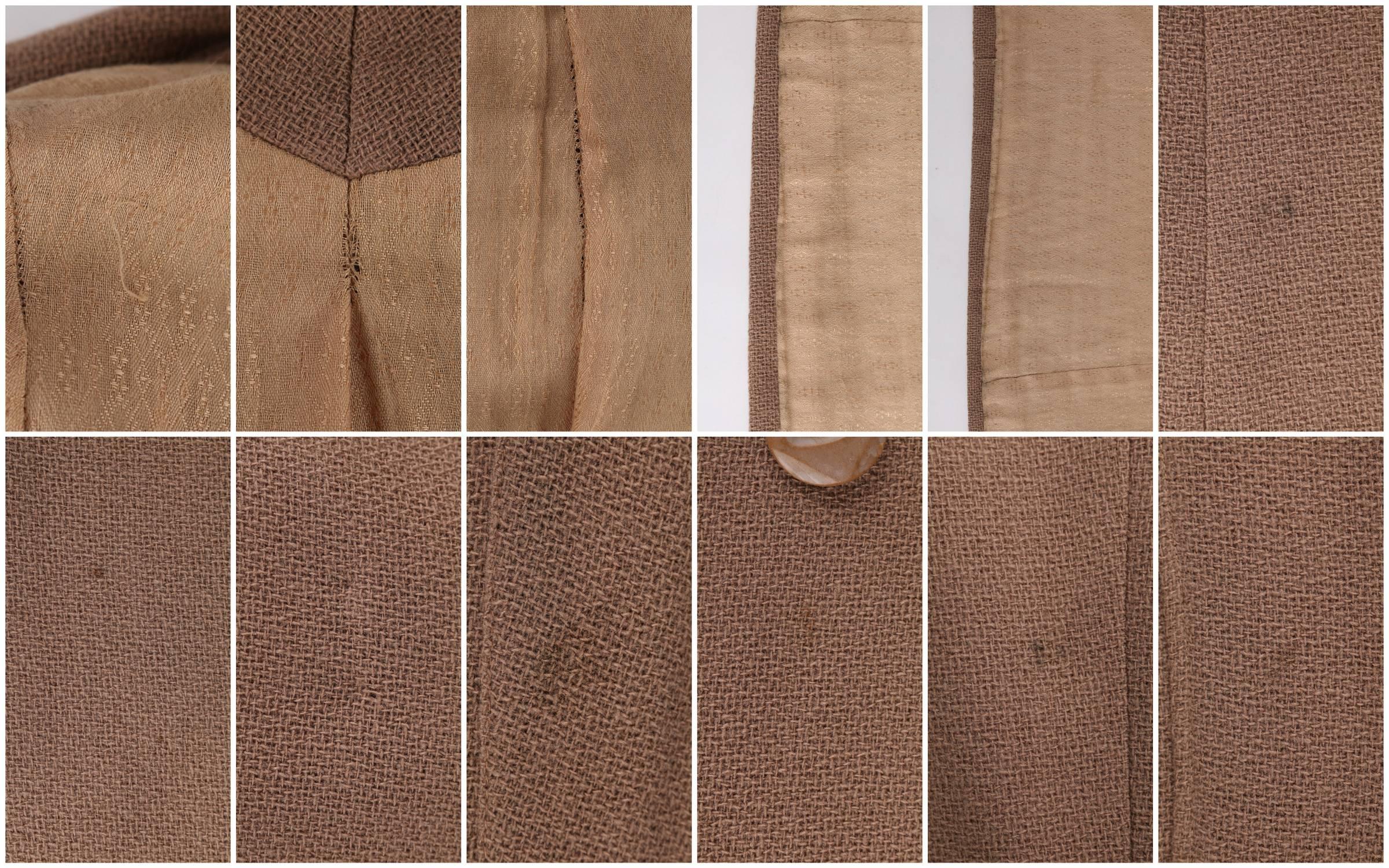 Cappotto ricamato OOAK EDWARDIAN Victorian 1900s 1910s Tan Wool Art Nouveau Sz L in vendita 4
