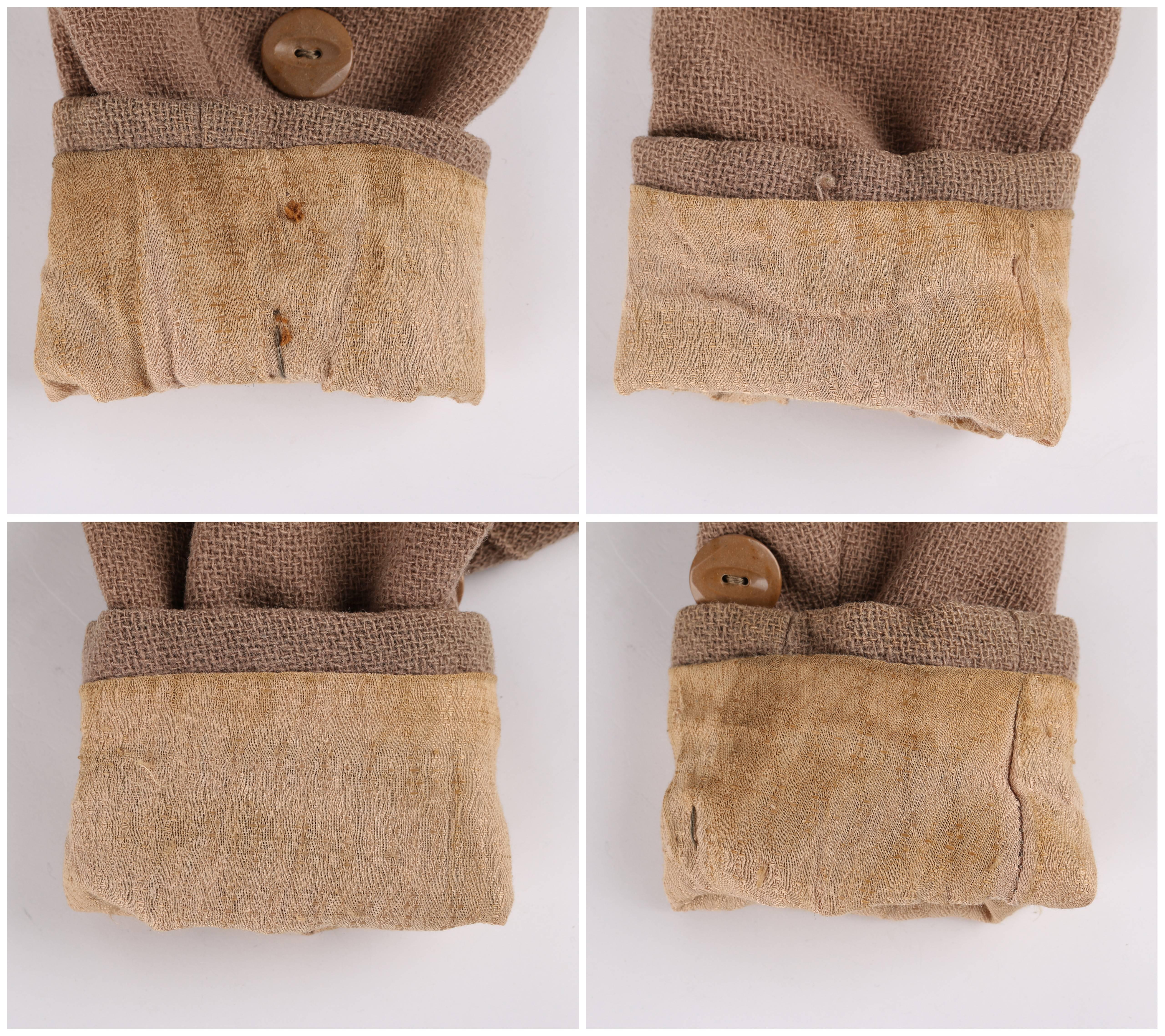 Cappotto ricamato OOAK EDWARDIAN Victorian 1900s 1910s Tan Wool Art Nouveau Sz L in vendita 3
