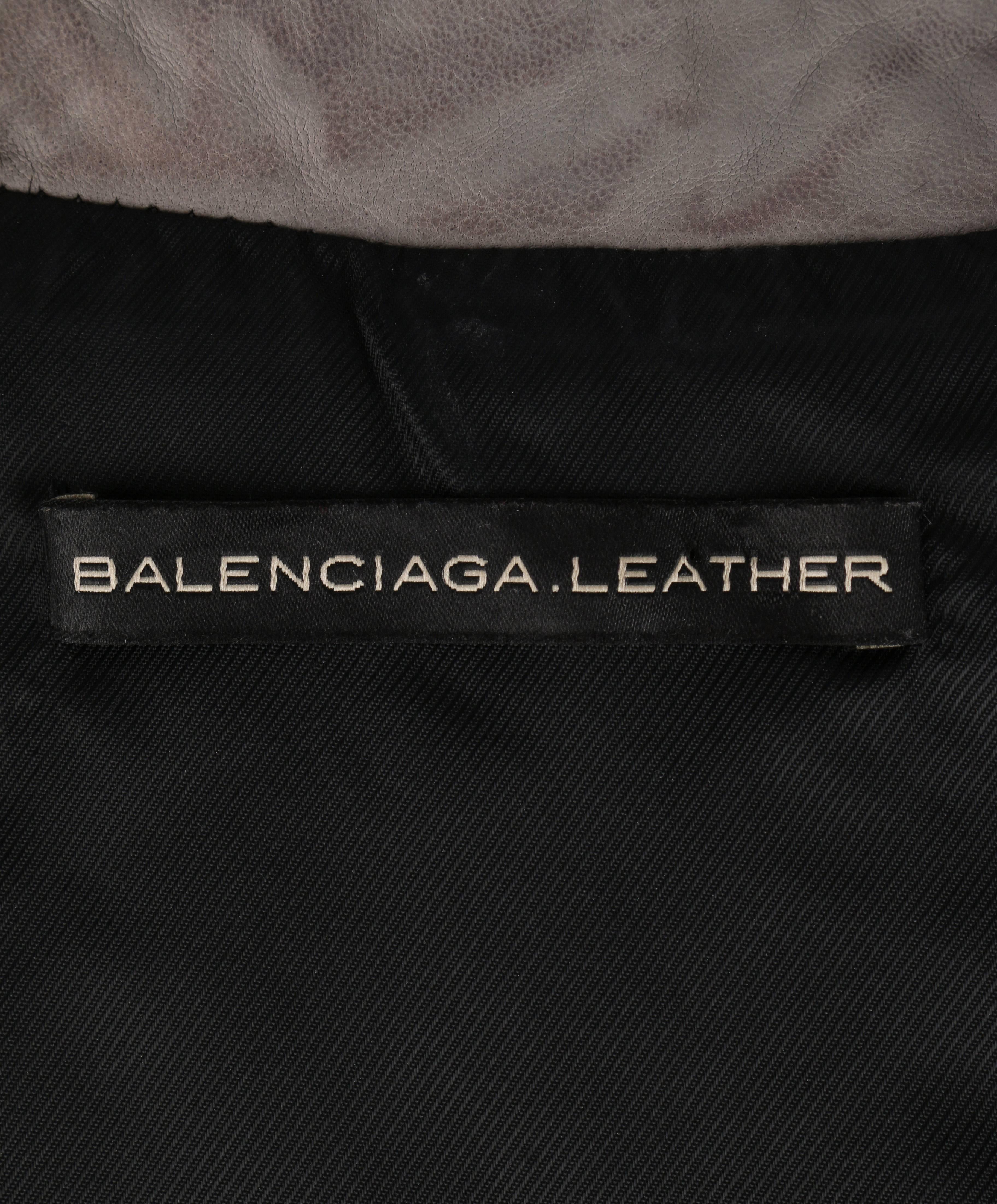 BALENCIAGA A/W 2008 Gray Genuine Lambskin Leather Motorcycle Jacket ...