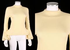 ALEXANDER McQUEEN c1998 Early Pale Yellow Wool Knit Balloon Cuff Sweater Size 44