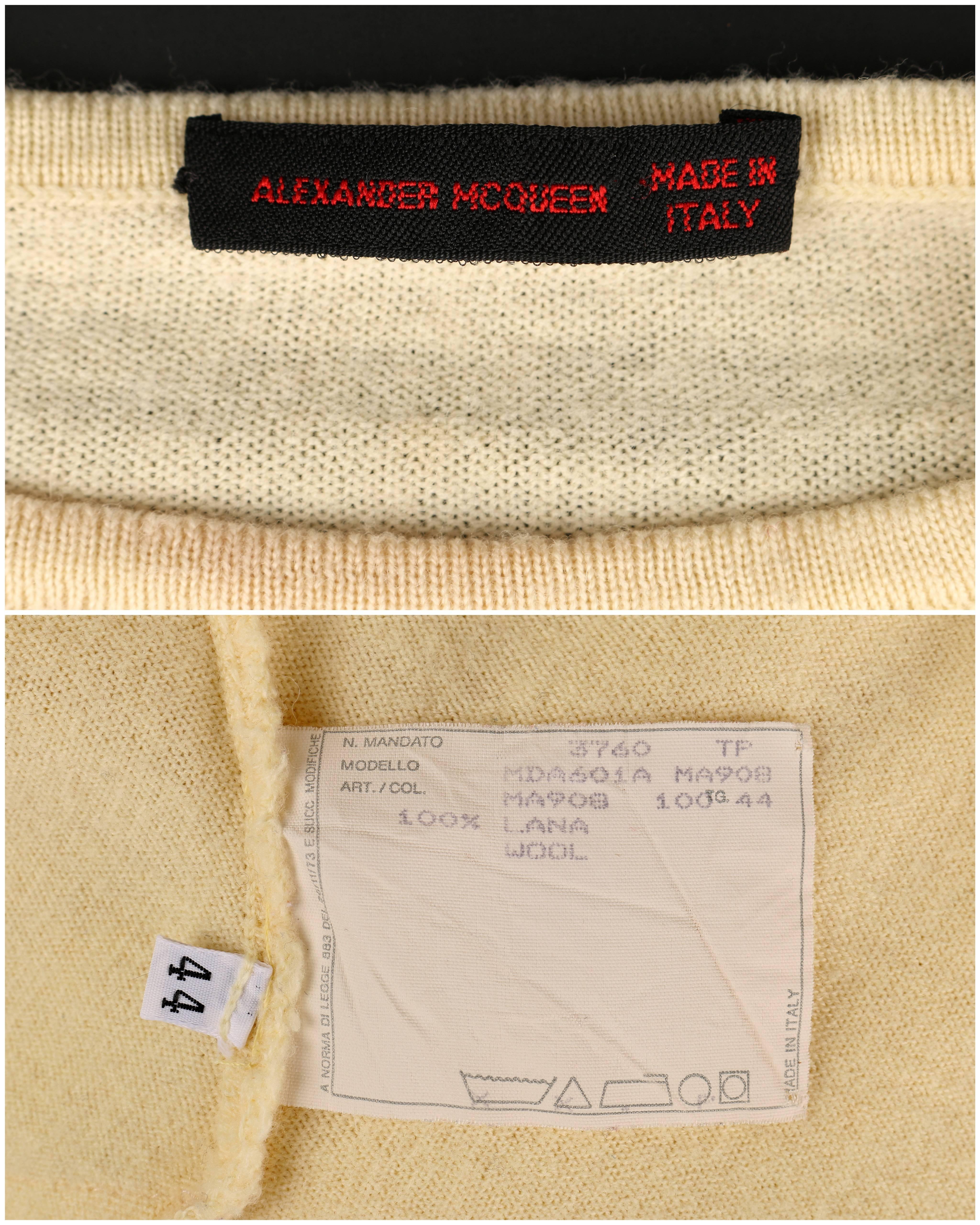 ALEXANDER McQUEEN c1998 Early Pale Yellow Wool Knit Balloon Cuff Sweater Size 44 For Sale 5