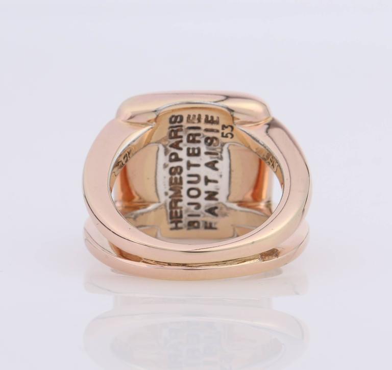 HERMES Bijouterie Fantaisie Horse Corozo Intaglio Gold Brown Ring