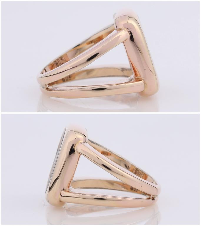 HERMES Bijouterie Fantaisie Horse Corozo Intaglio Gold Brown Ring