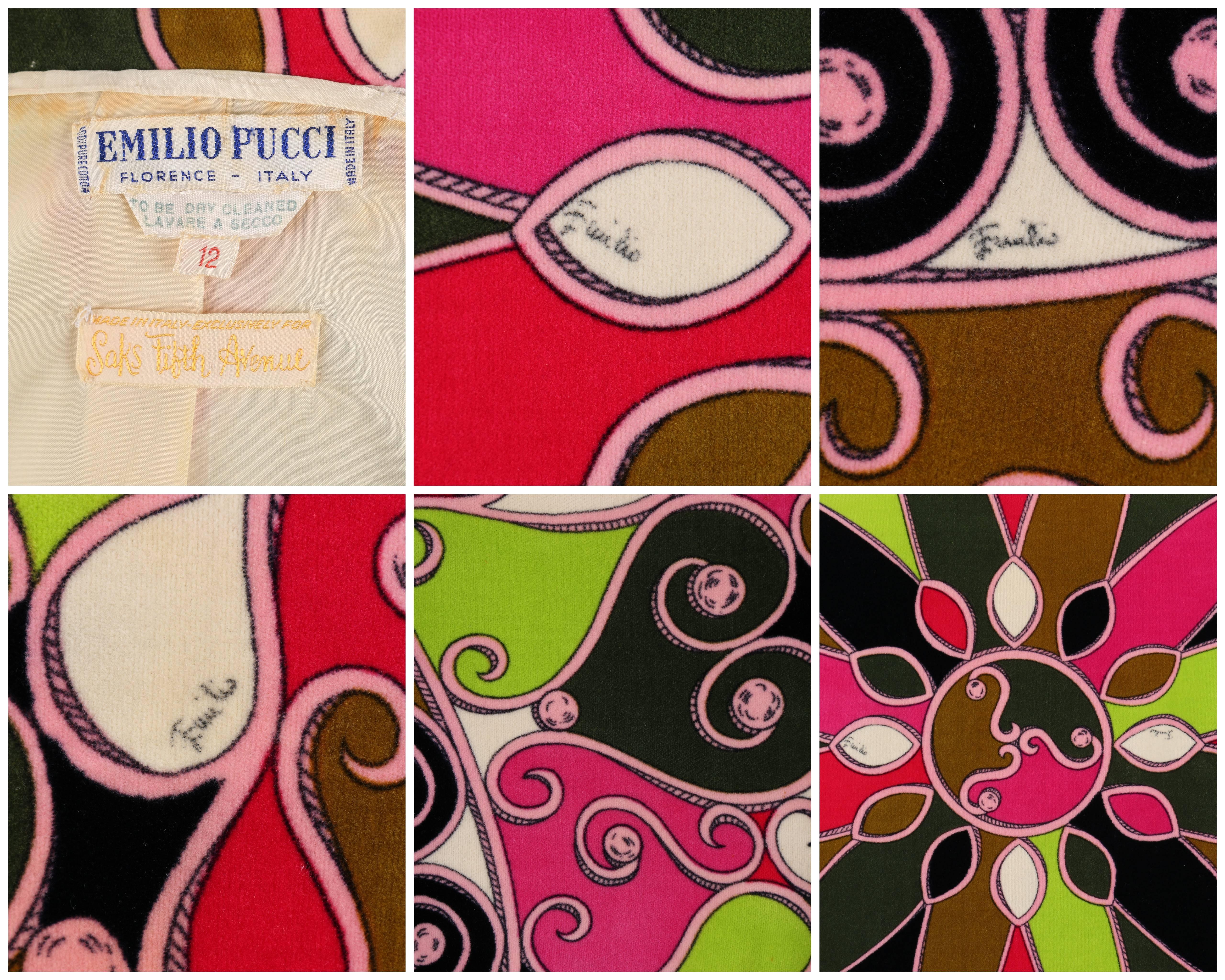 EMILIO PUCCI 1970s Multicolor Scroll Signature Print Velvet Jacket 3