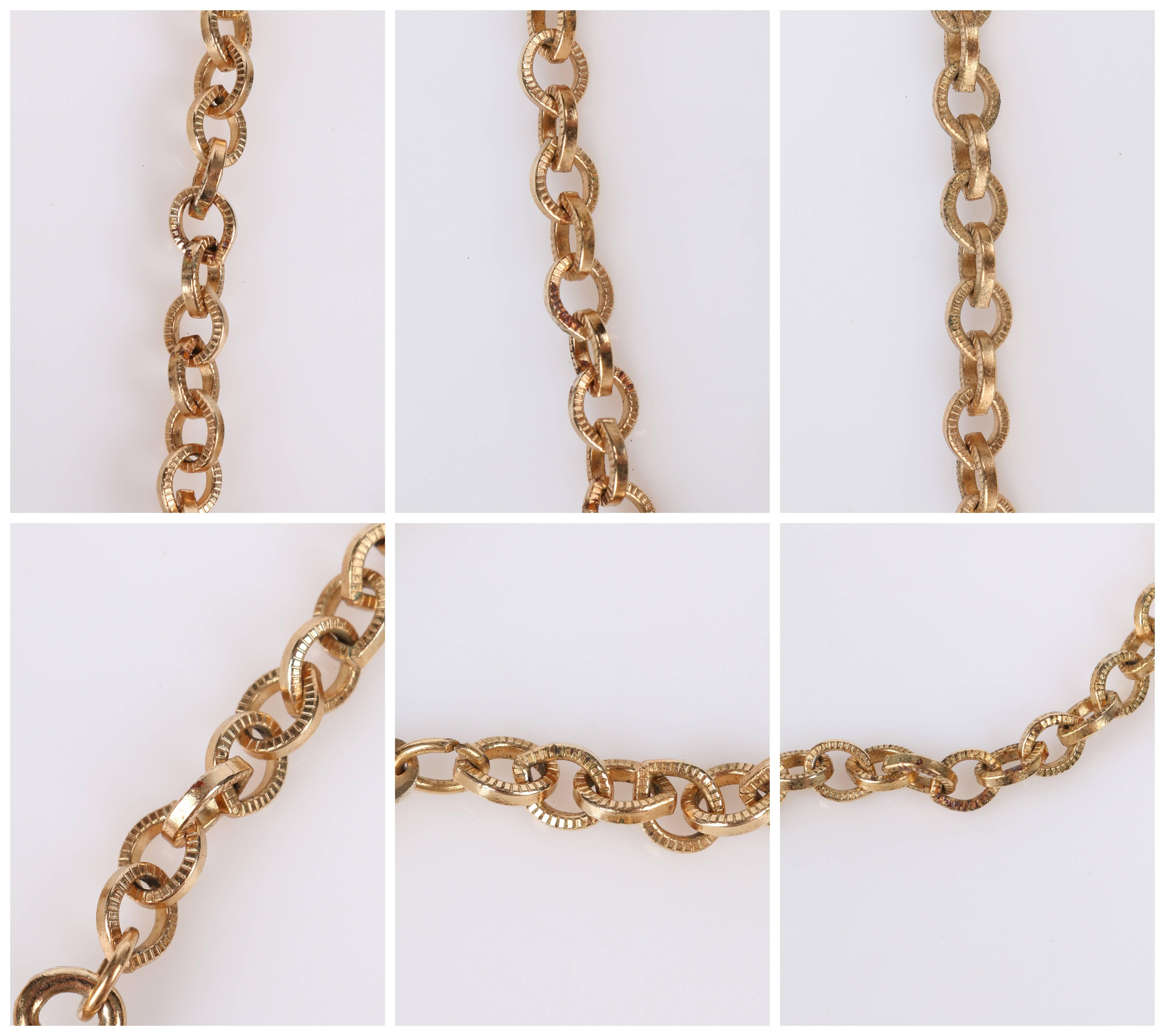 NAPIER 1970s Gold Fleur de Lis Baroque Medallion Pendant Chain Tassel Necklace 8