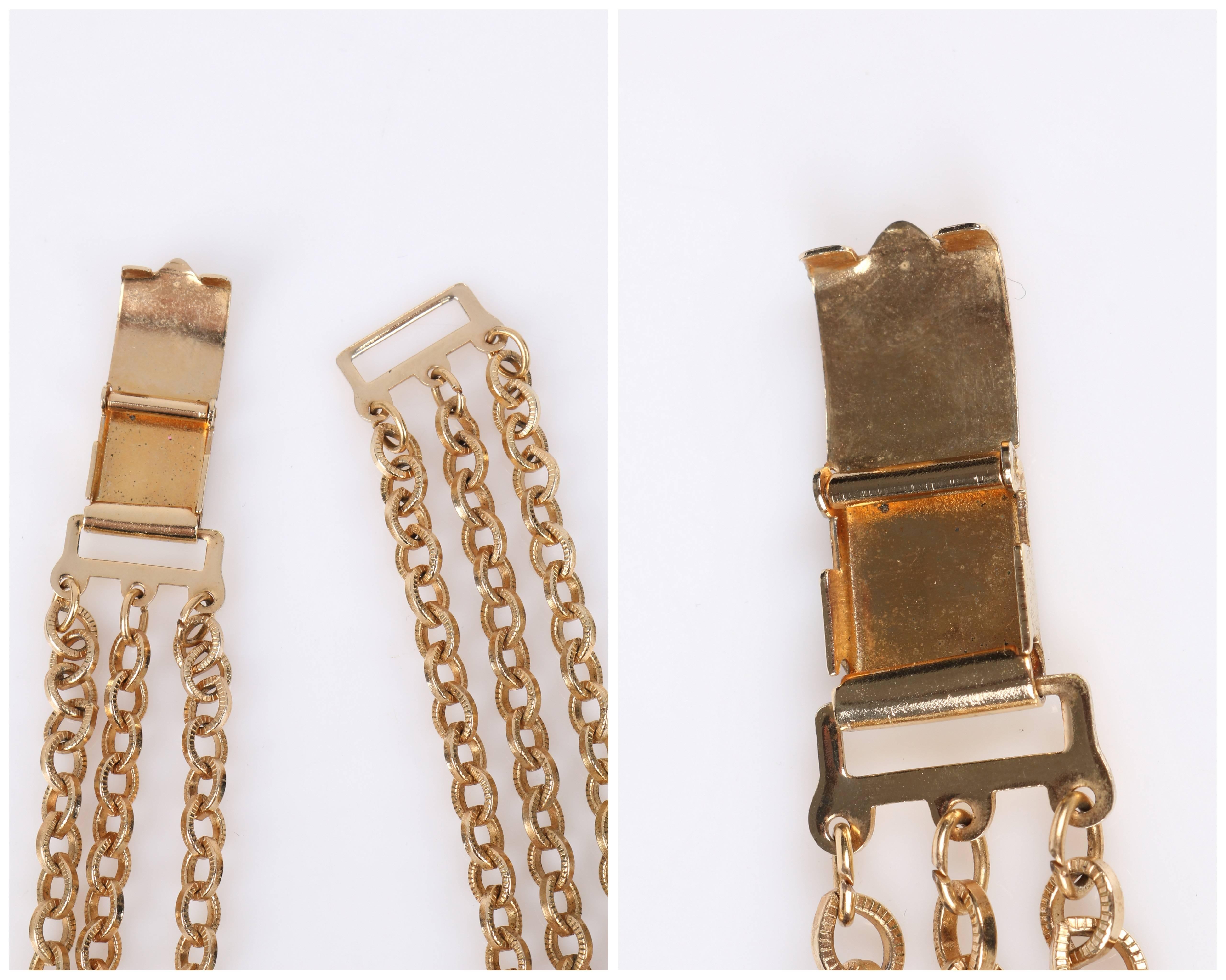 NAPIER 1970s Gold Fleur de Lis Baroque Medallion Pendant Chain Tassel Necklace 7