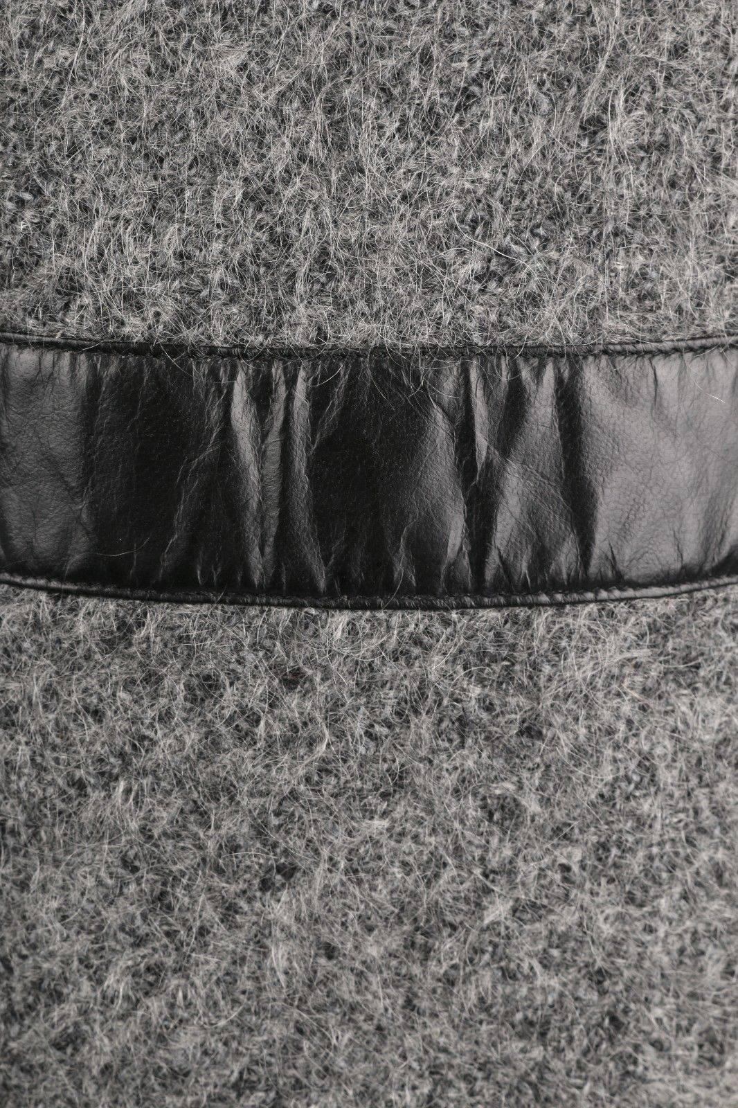 BONNIE CASHIN Sills 1960s Gray Wool Mohair Black Leather Trim Gold Turnlock Coat 5