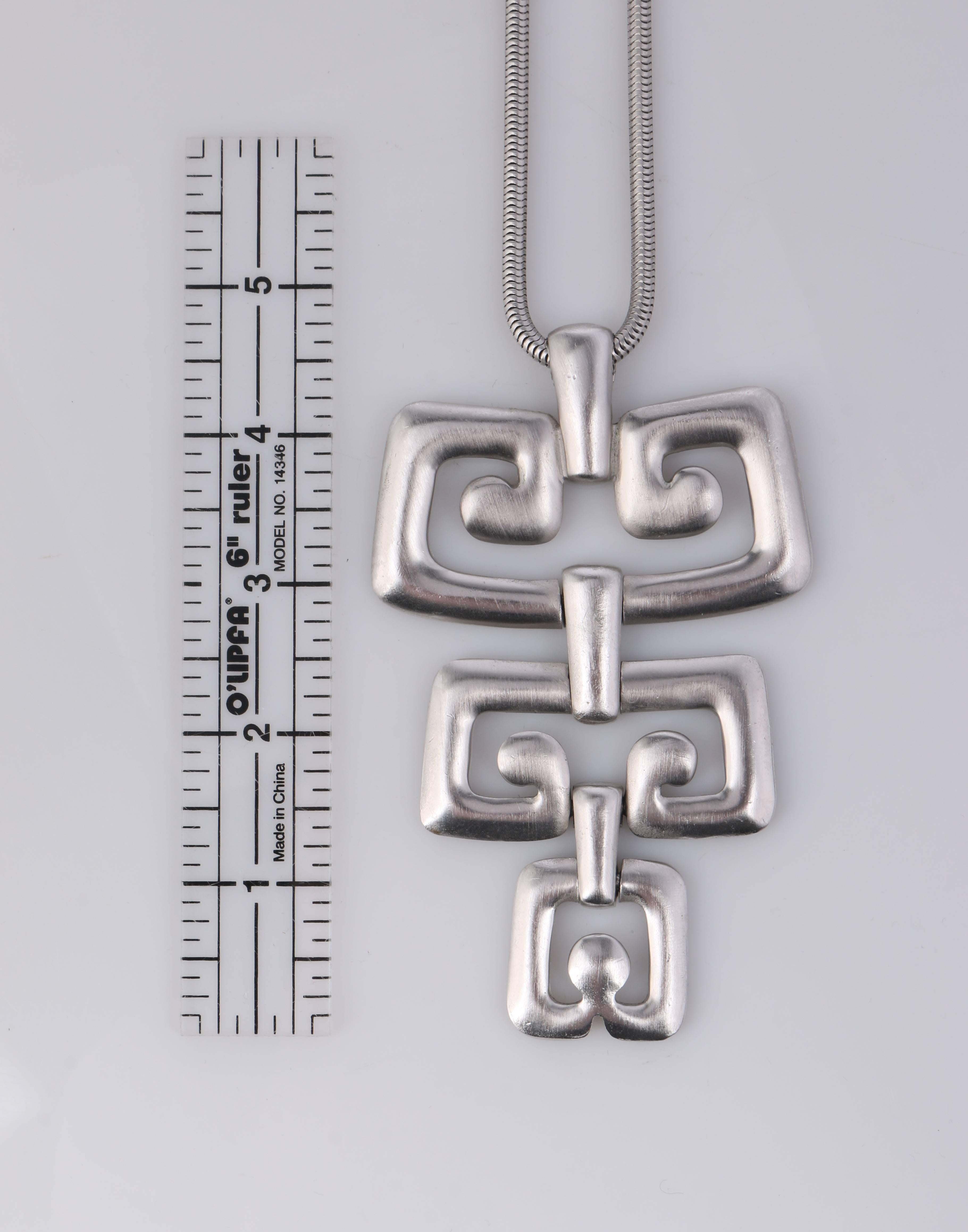 TRIFARI 1970s Silver Huge Modernist Geometric Articulated Pendant Necklace 5