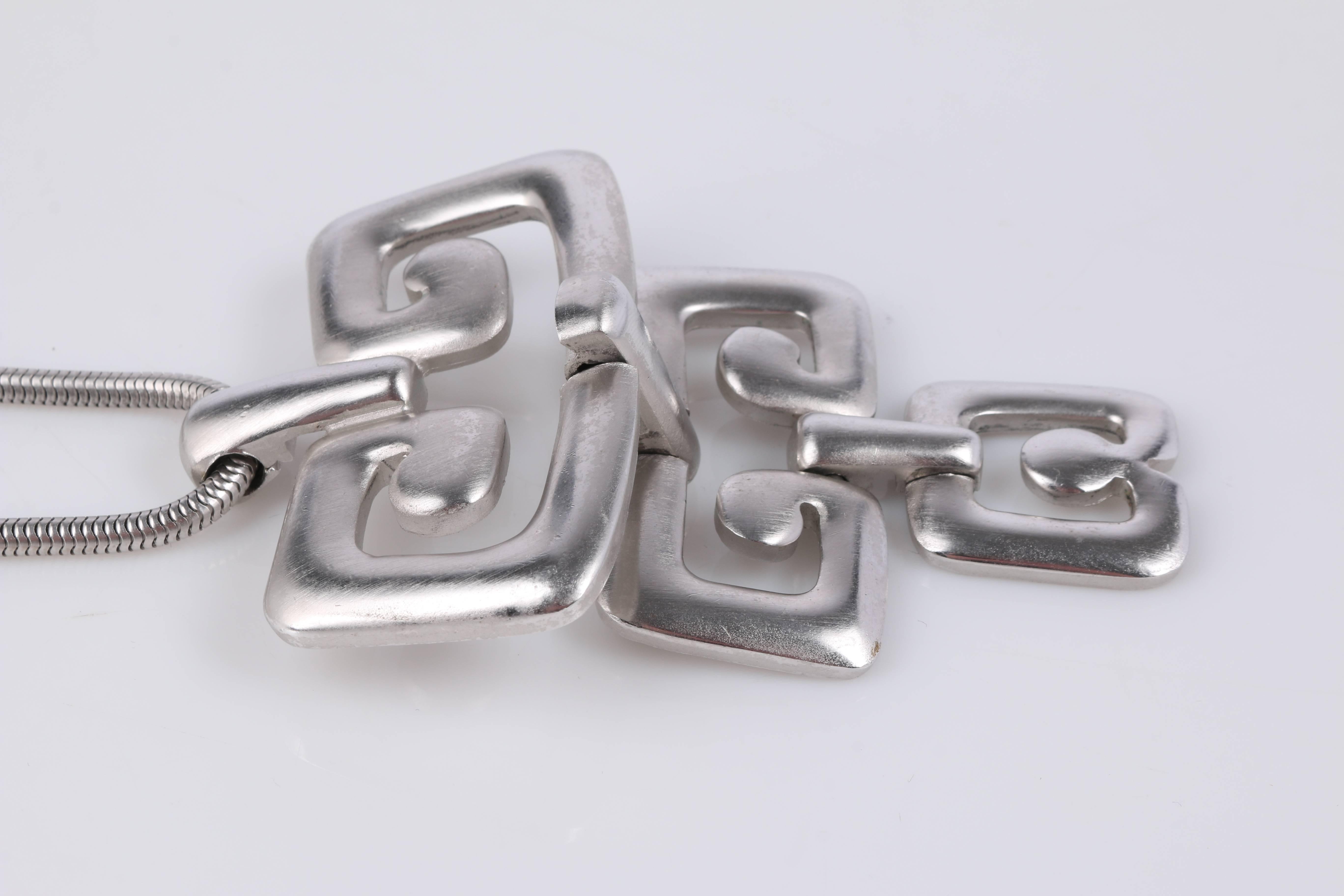 TRIFARI 1970s Silver Huge Modernist Geometric Articulated Pendant Necklace 3
