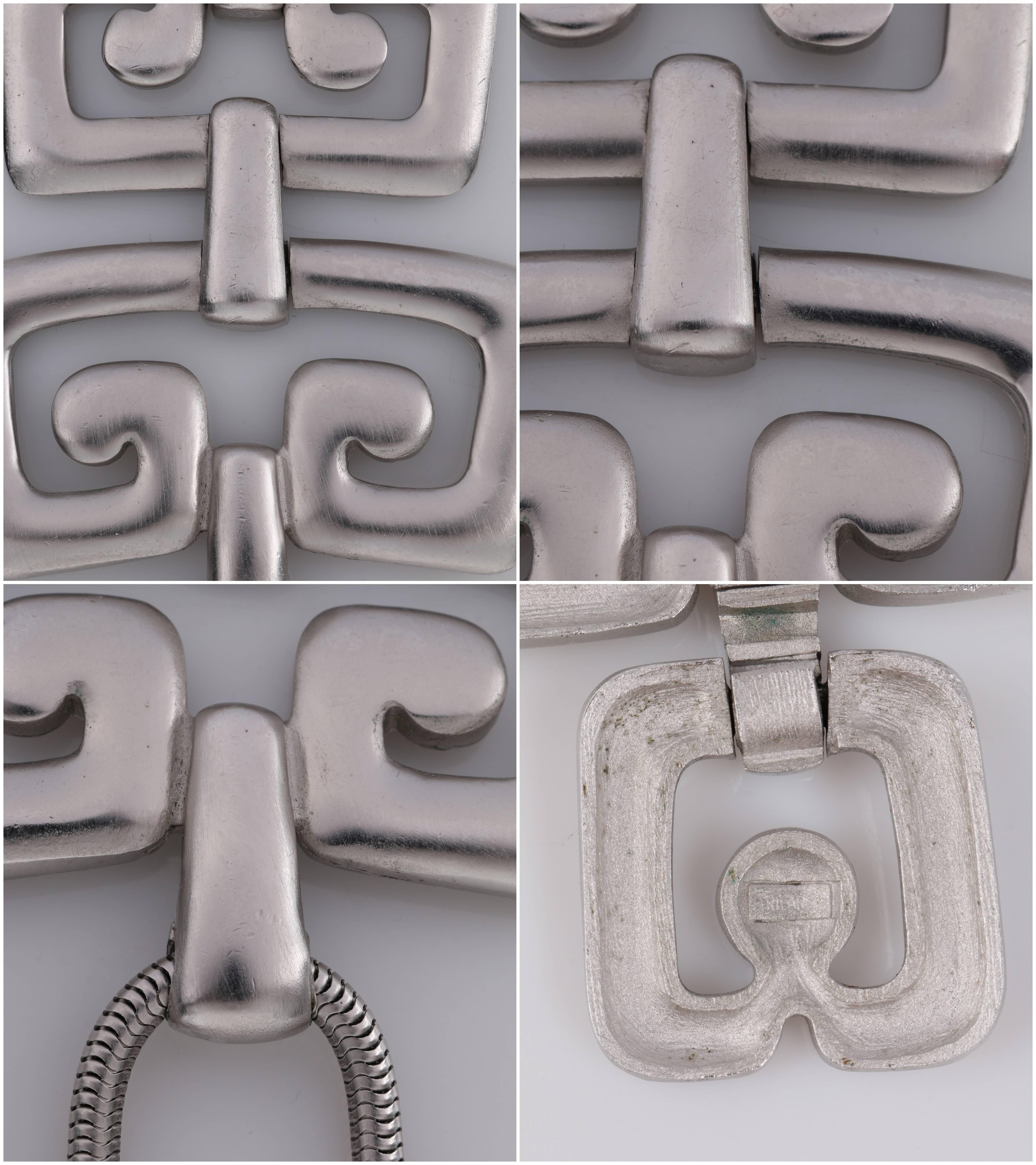 TRIFARI 1970s Silver Huge Modernist Geometric Articulated Pendant Necklace 4