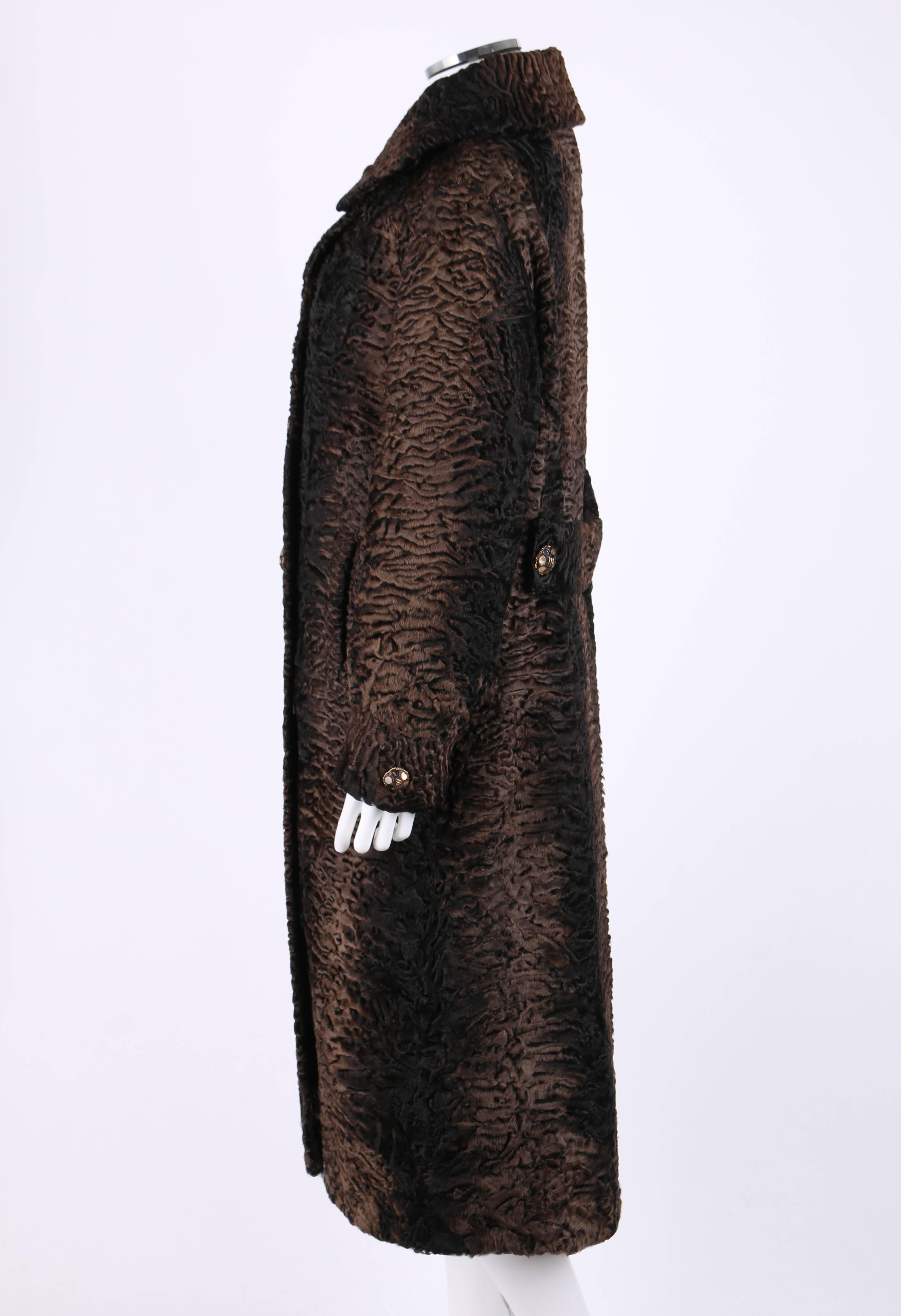 Women's Mrs. Edmund Fitzgerld Reckmeyer's 1974 Brown Ombre Genuine Persian Lamb Fur Coat