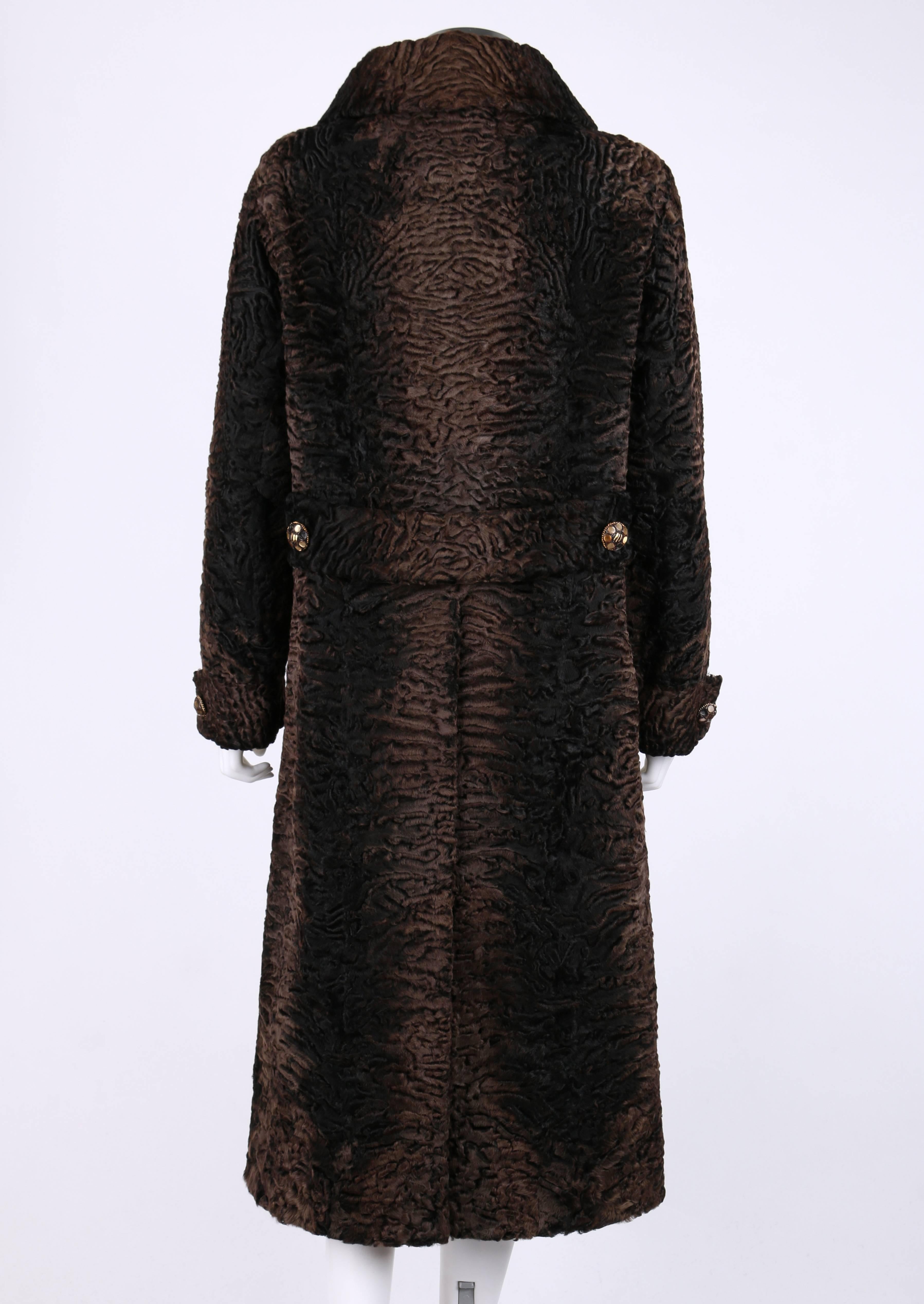 Black Mrs. Edmund Fitzgerld Reckmeyer's 1974 Brown Ombre Genuine Persian Lamb Fur Coat