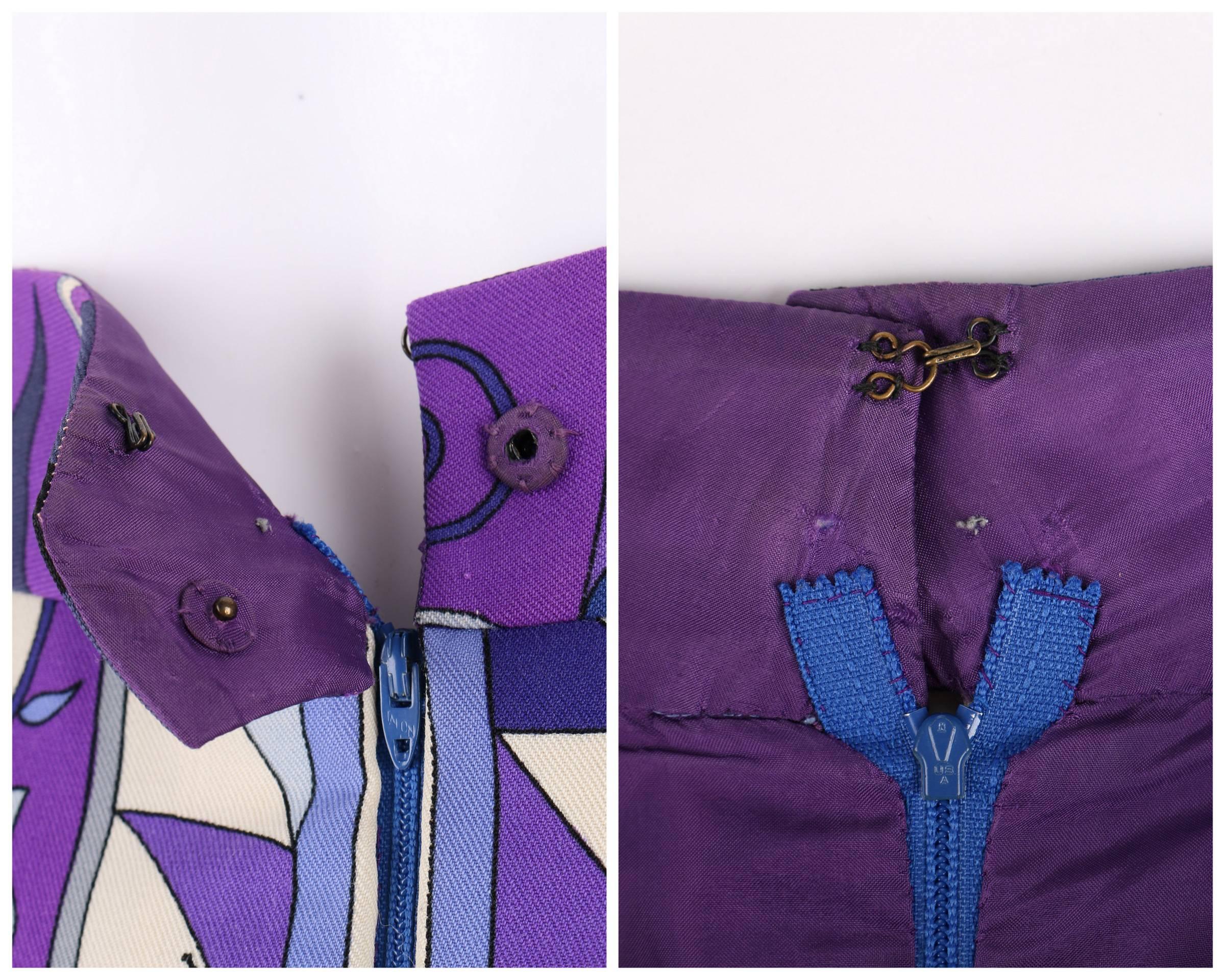 EMILIO PUCCI 1960s Purple Mediterranean Motif Signature Print Wool A-Line Skirt 3