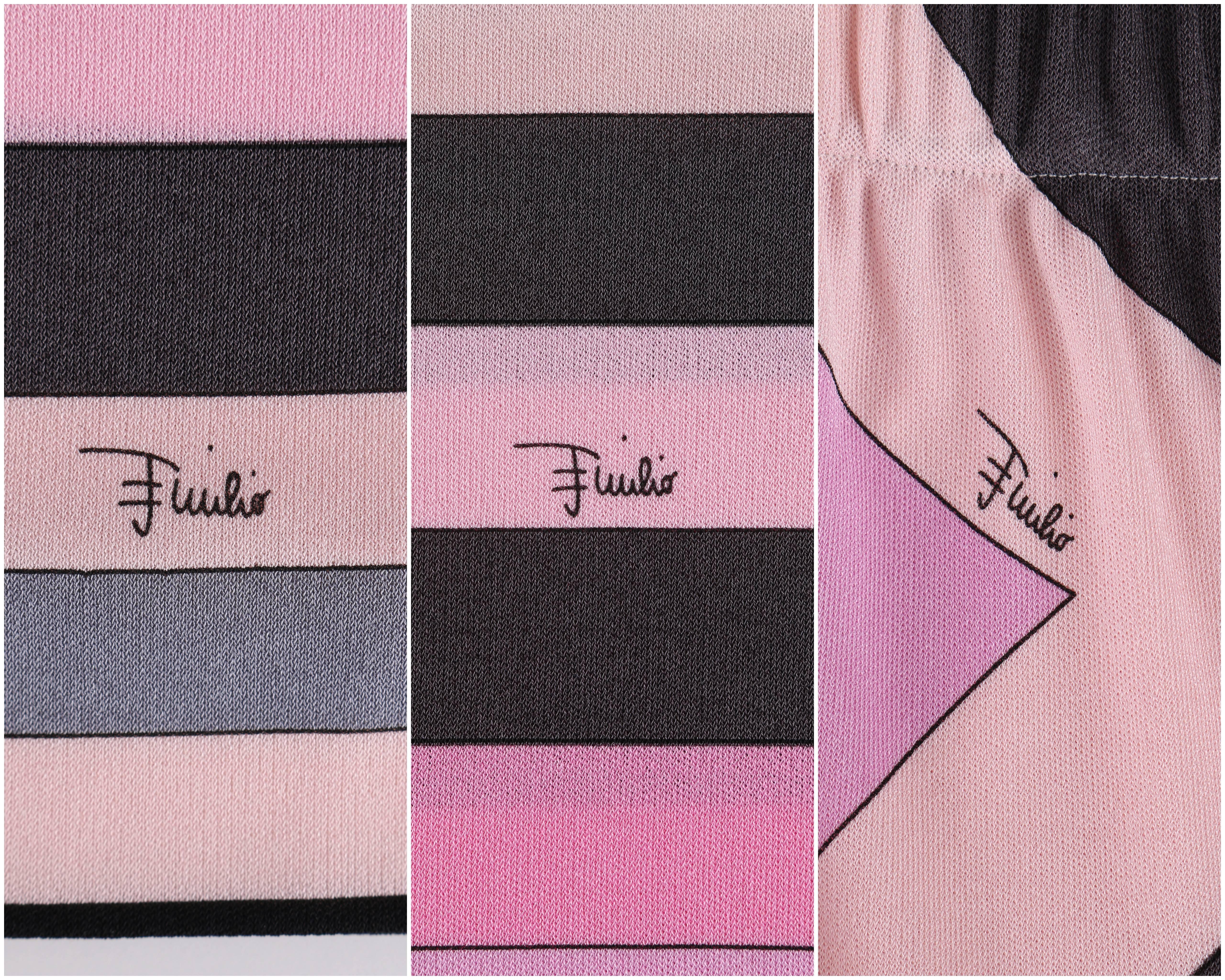 EMILIO PUCCI c.2000s Pink Multicolor Geometric Striped Motif Silk Jersey Skirt 5
